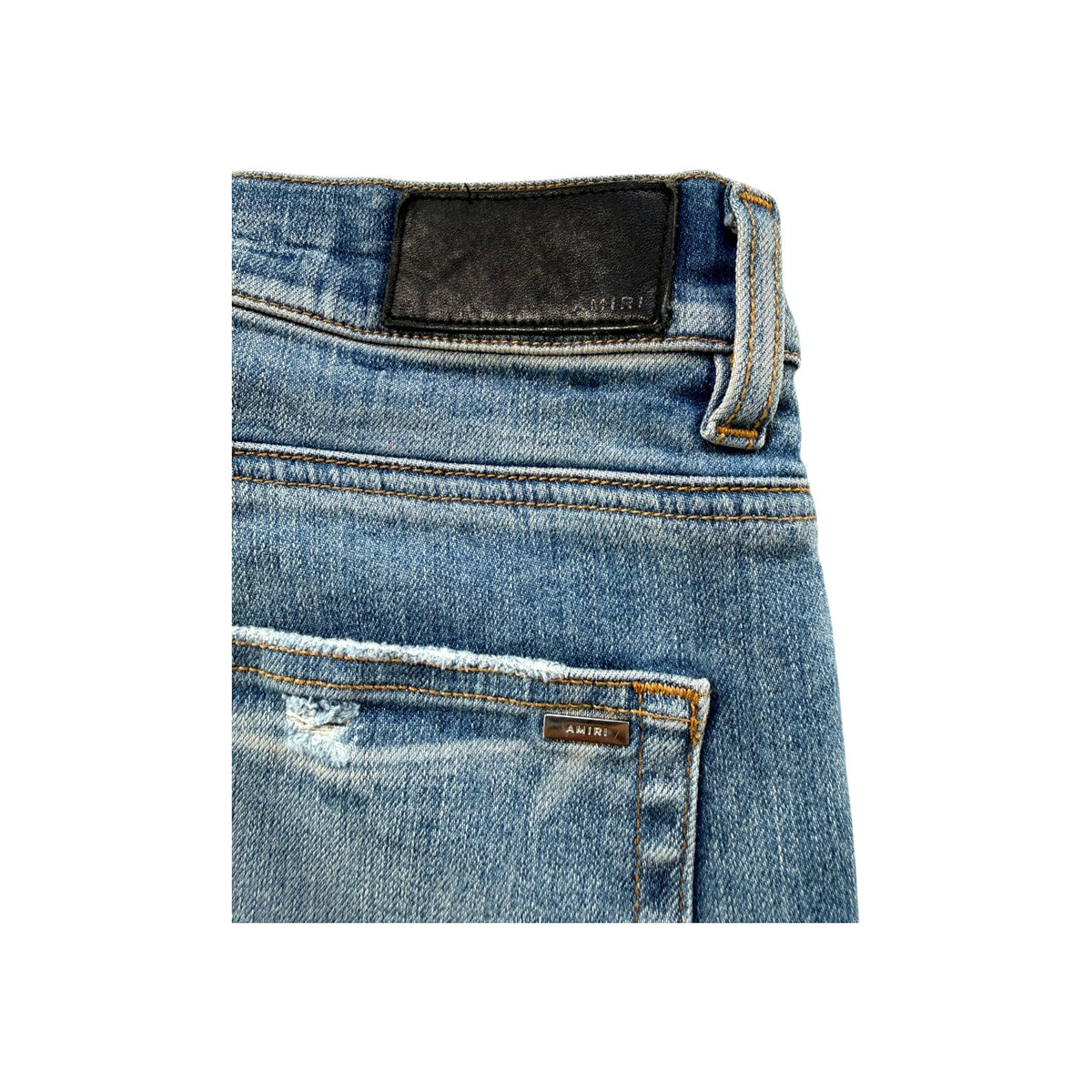 Amiri "MX1" Plaid Patch Light Wash, Green & Orange Jeans