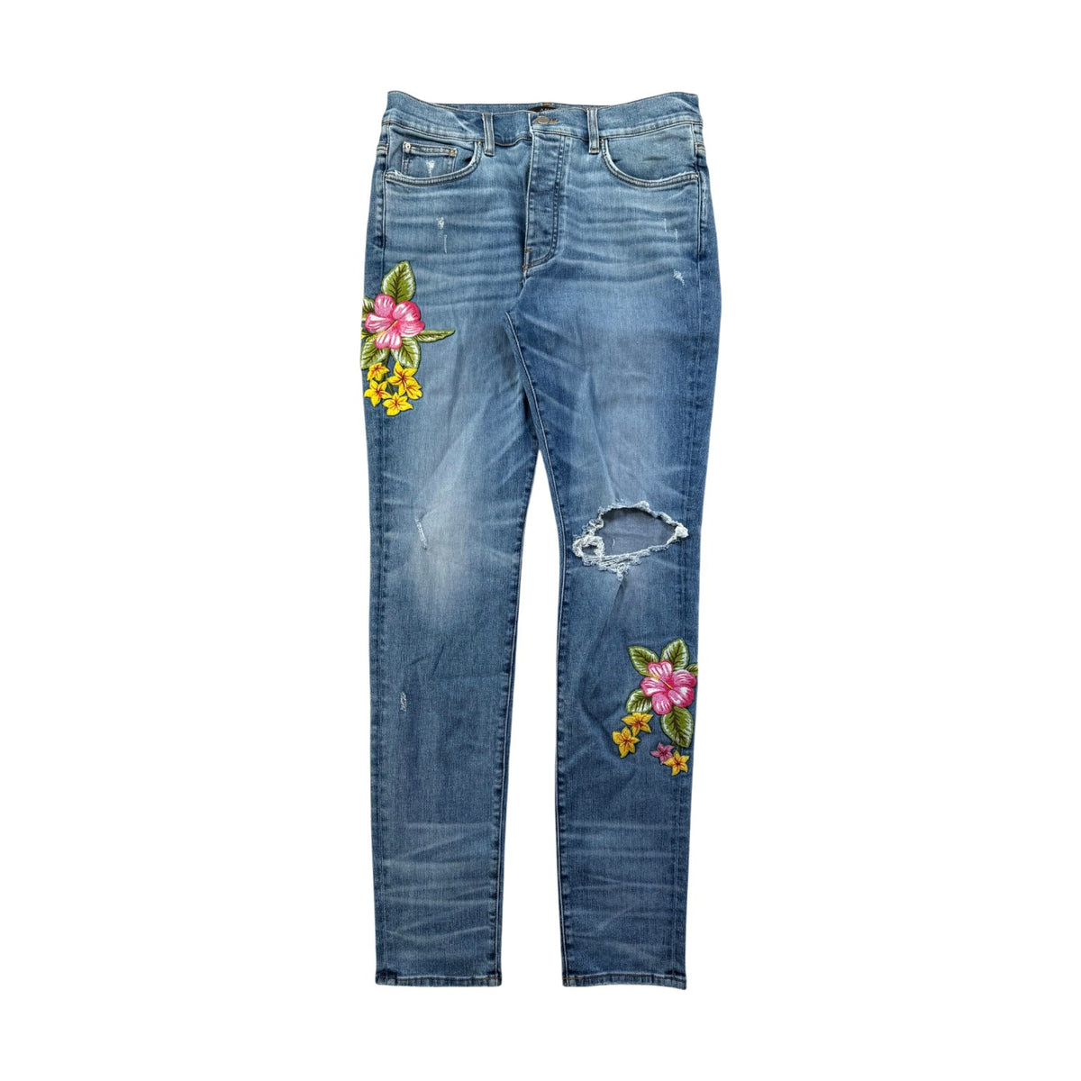 Amiri Flower Patch Light Wash Jeans