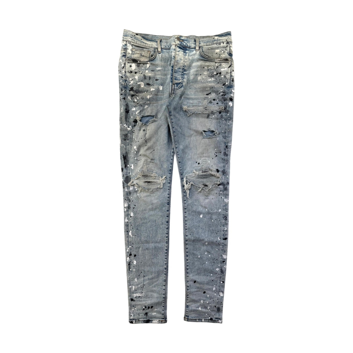 Amiri "MX1" Denim Paint Splatter Light Wash Jeans
