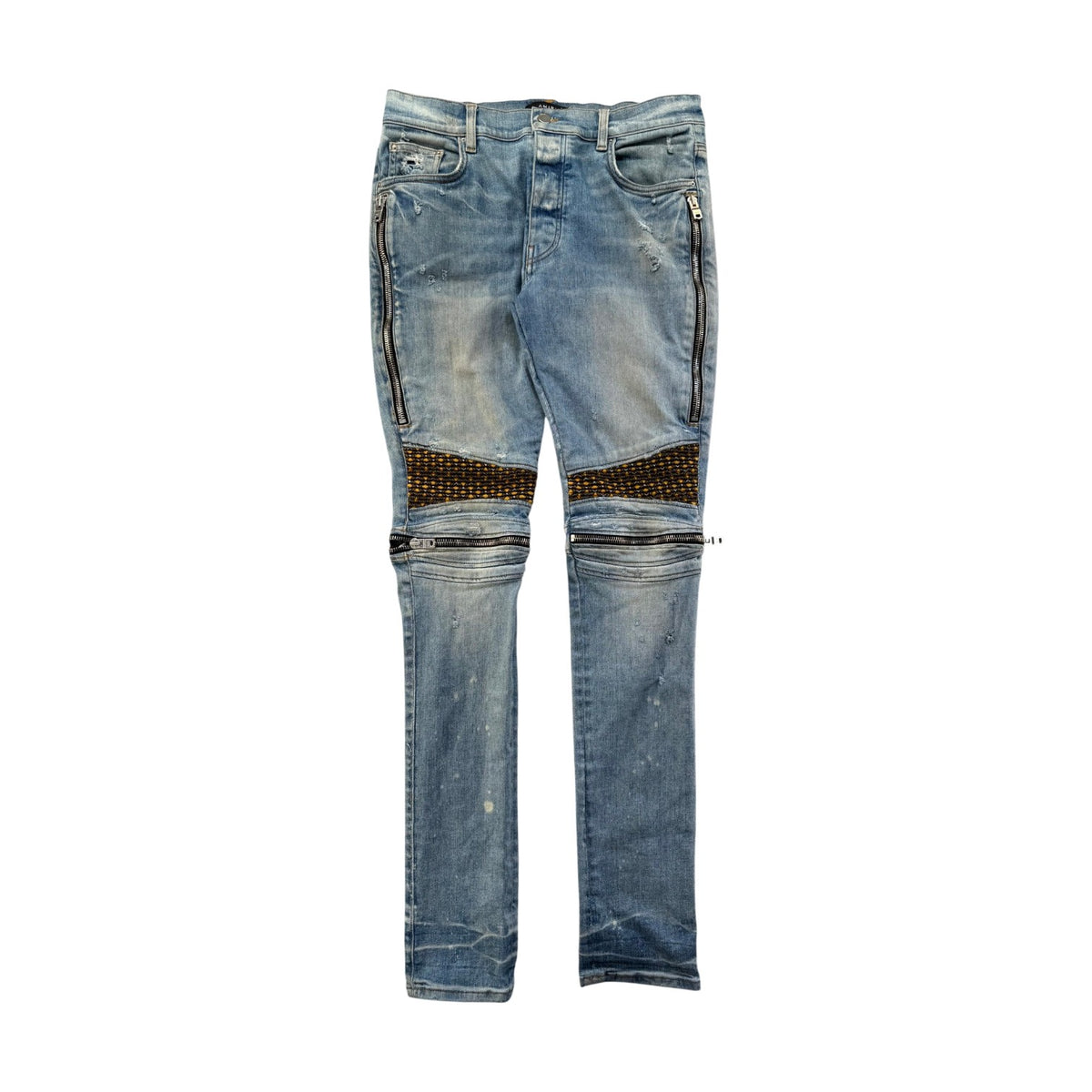 Amiri "MX2" Patch Light Wash, Yellow & Brown Jeans