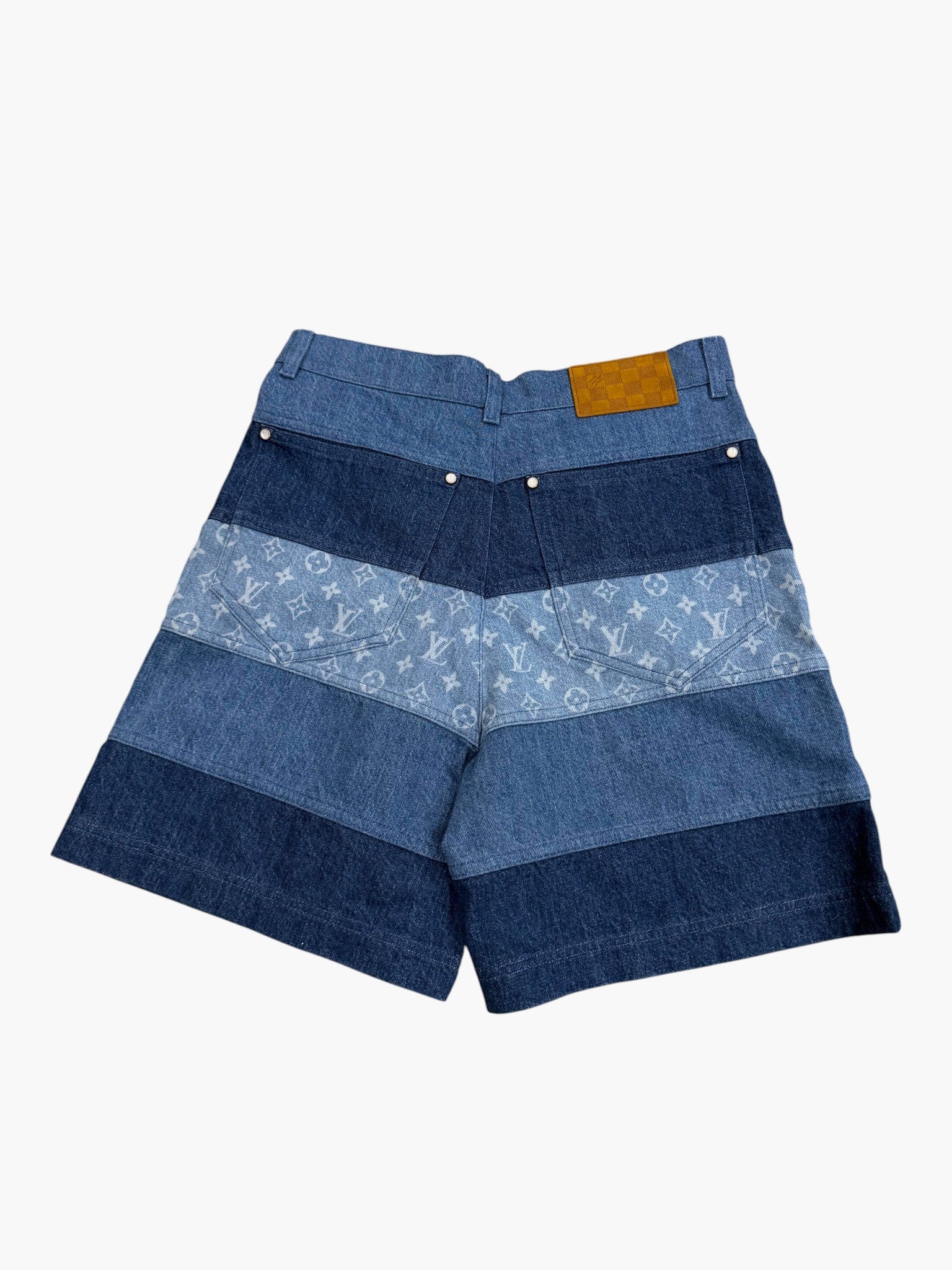 Louis Vuitton Striped Patchwork Jean Shorts