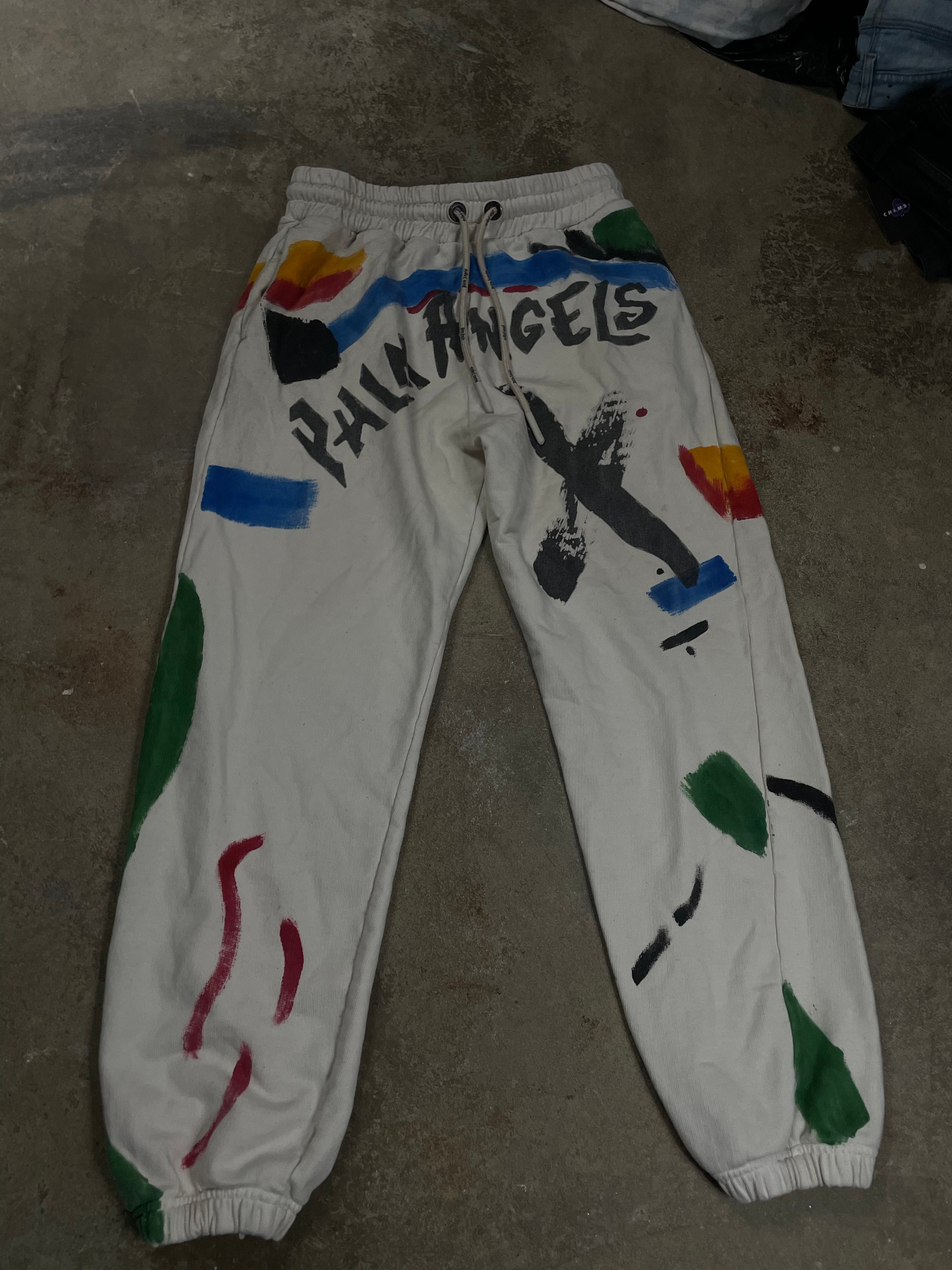 Palm Angels Paint Sweats Cream Used Large
