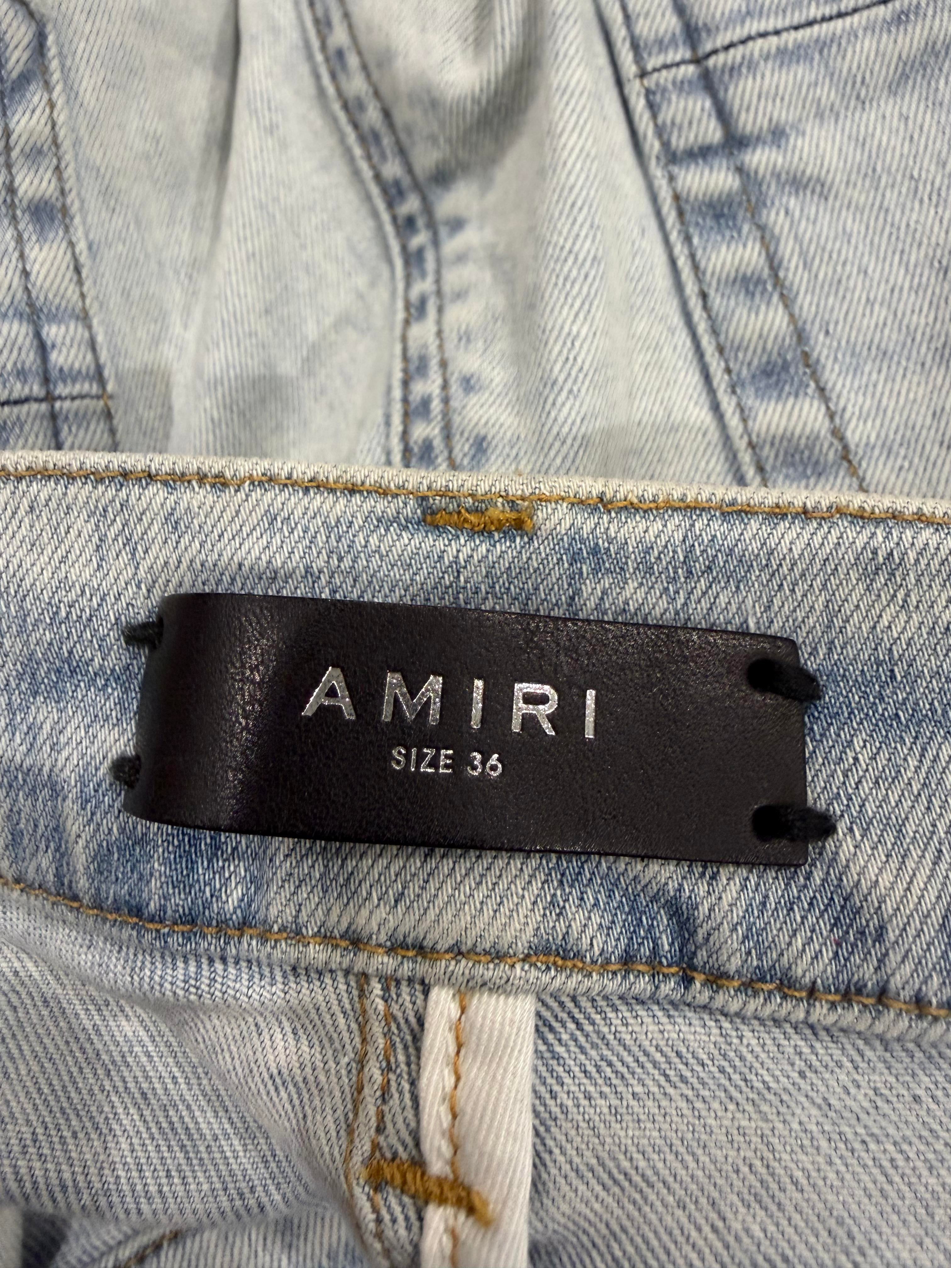 Amiri Bleached Rainbow Crystal Light Wash Jeans