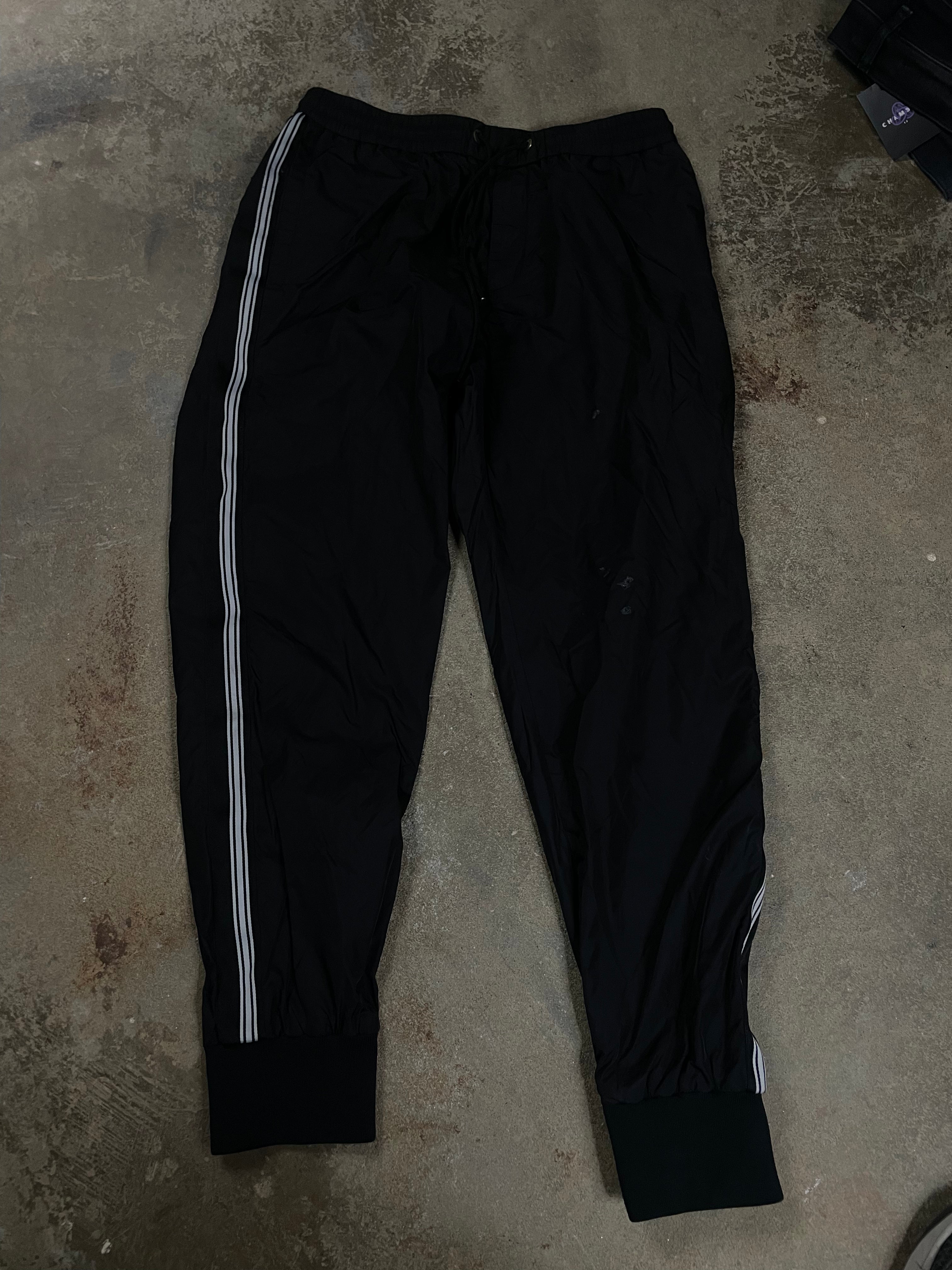 Moncler Track Pants Black White Stripe Used 46 (Small)