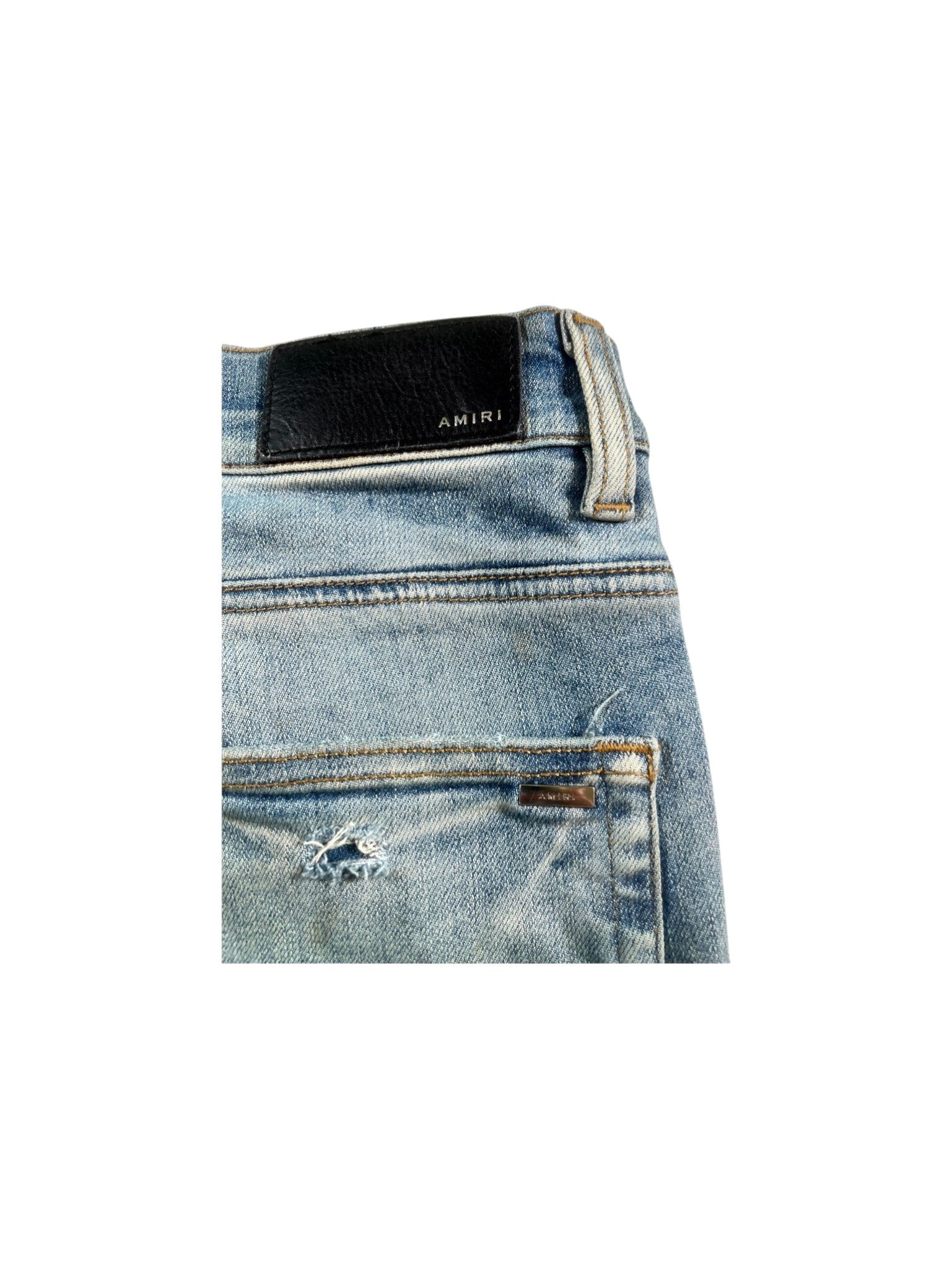 Amiri "MX1 Camo Patch" Light Wash Jeans