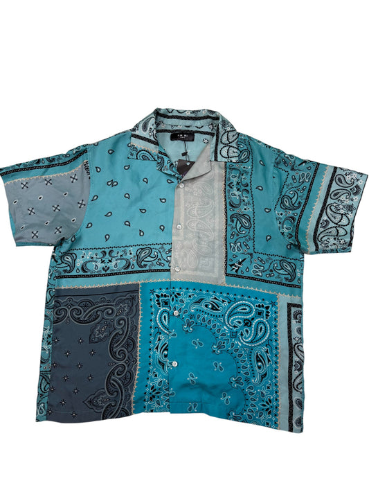 Amiri Silk Paisley Button Up Blue