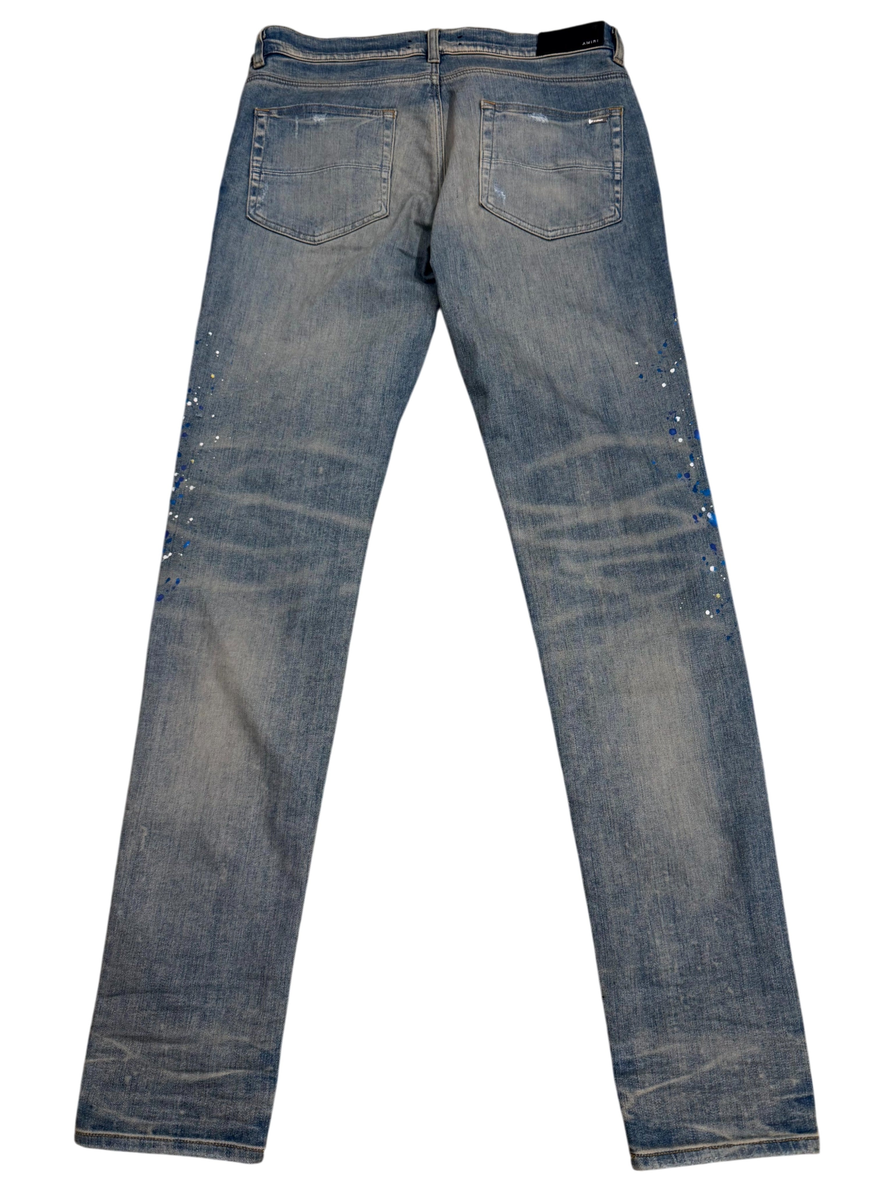 Amiri Crystal Splatter Light Wash Jeans