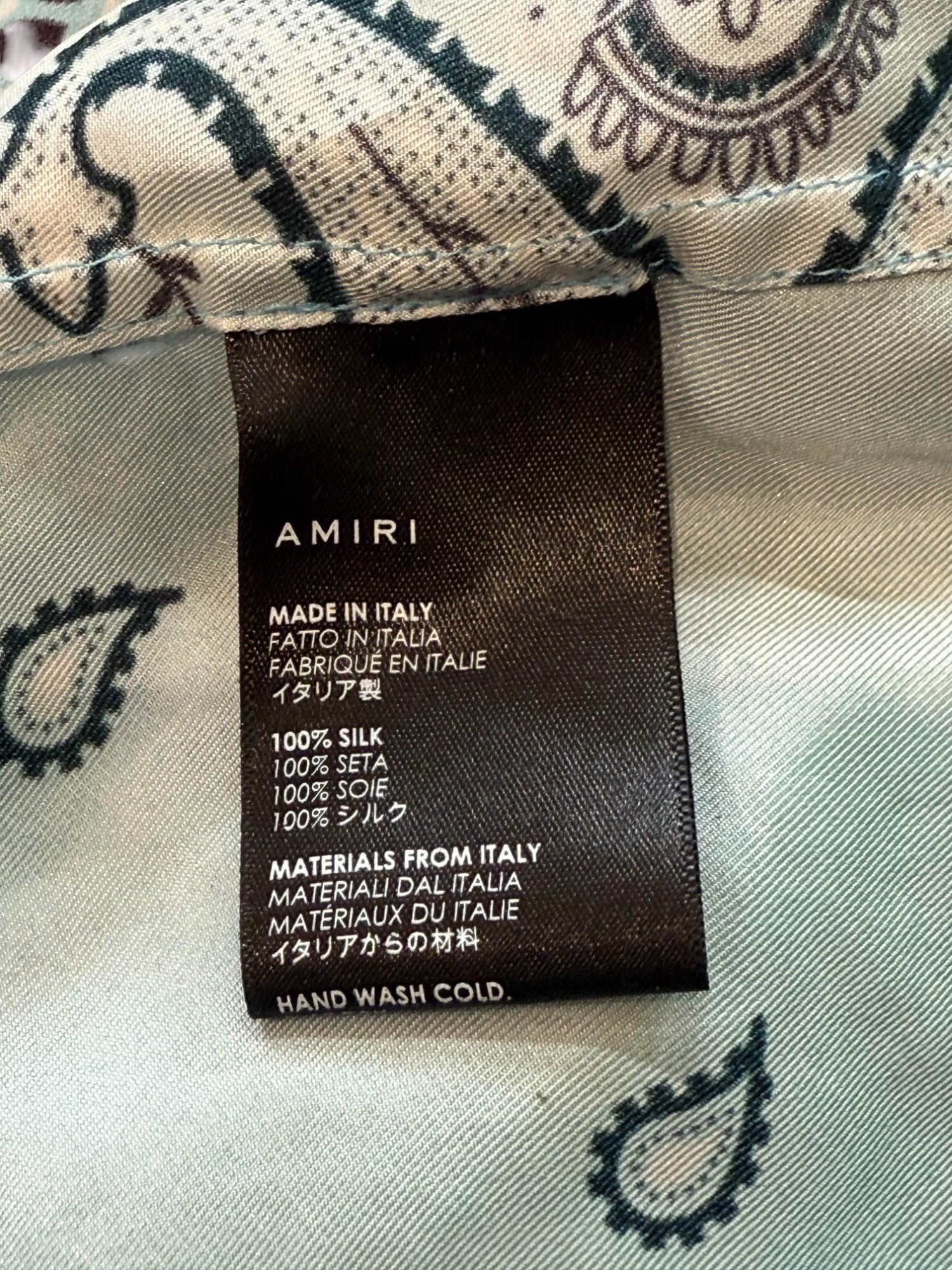 Amiri Silk Paisley Button Up Blue