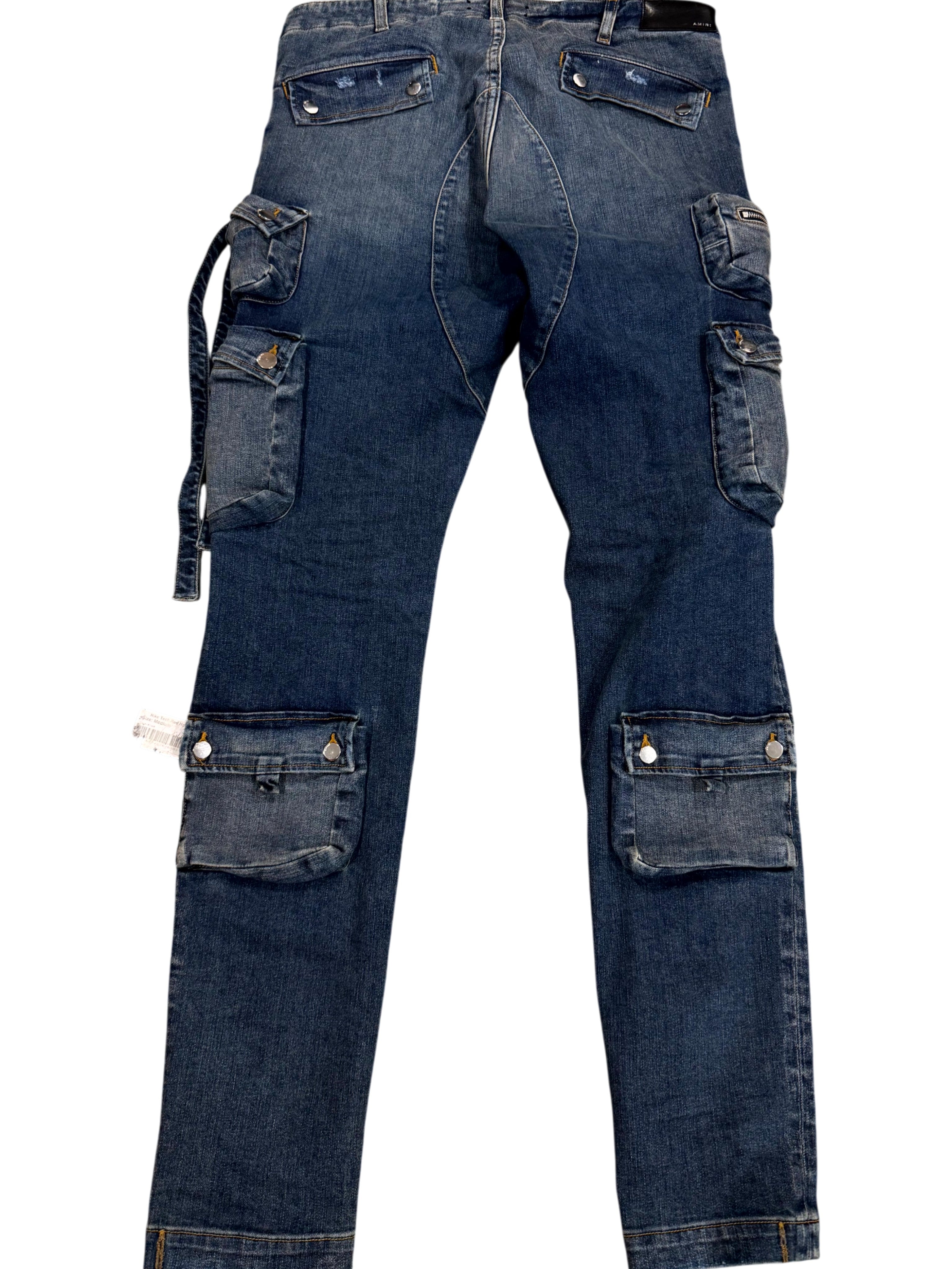 Amiri Denim Dark Wash Cargo Pants