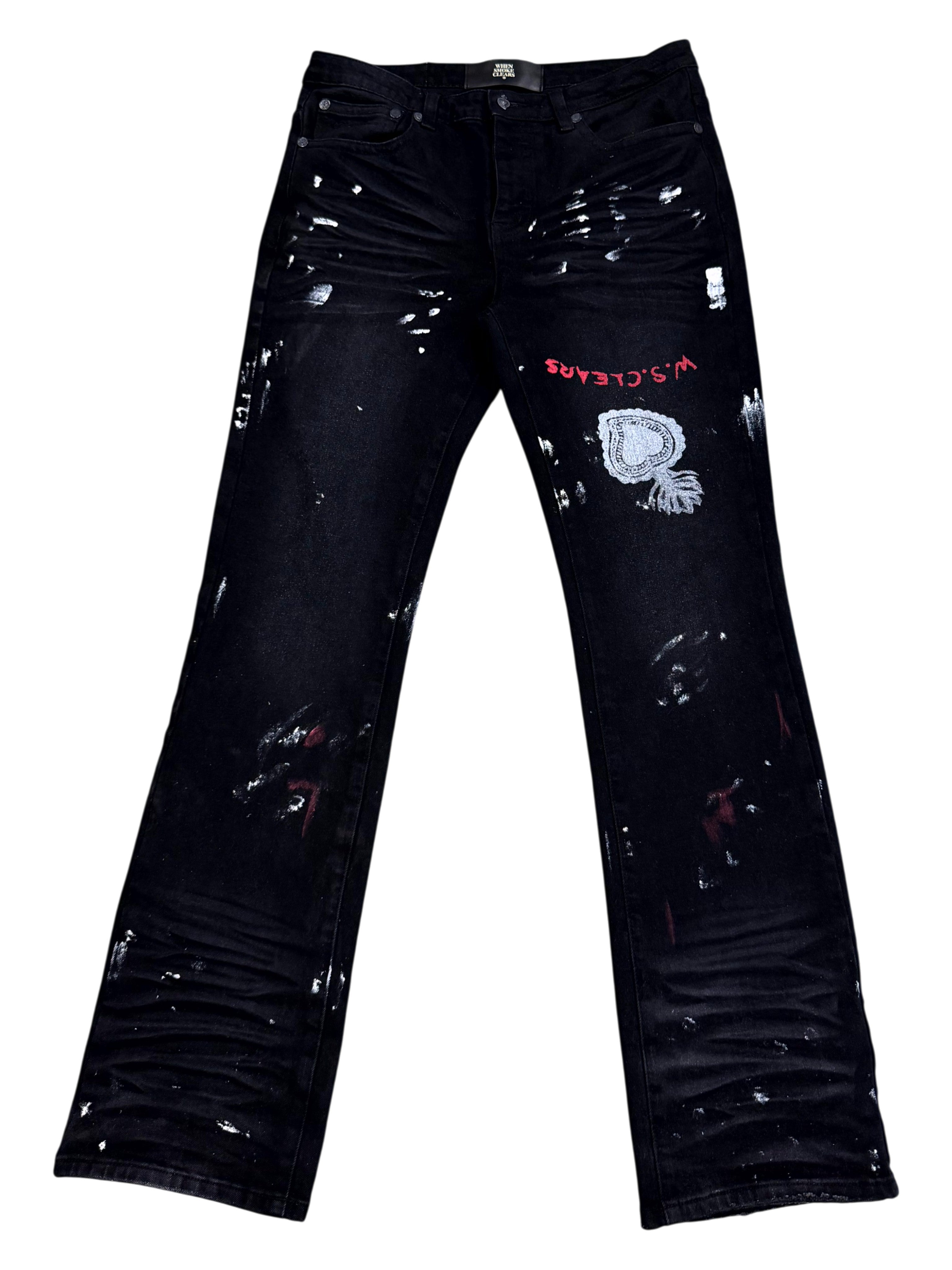 When Smoke Clears Paint Splatter Black Jeans