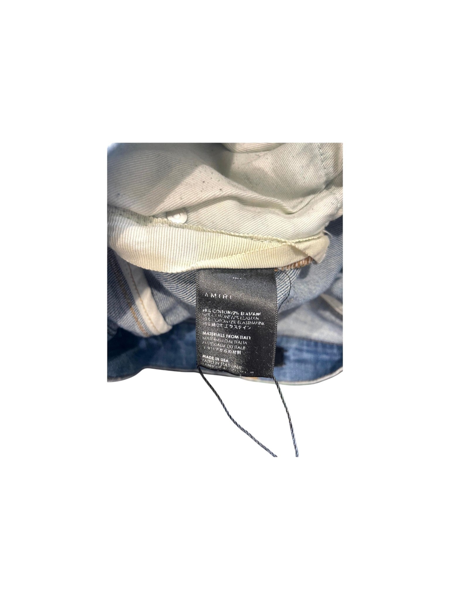 Amiri "MX1 Wool Patch" Navy, Black Wash & White Jeans