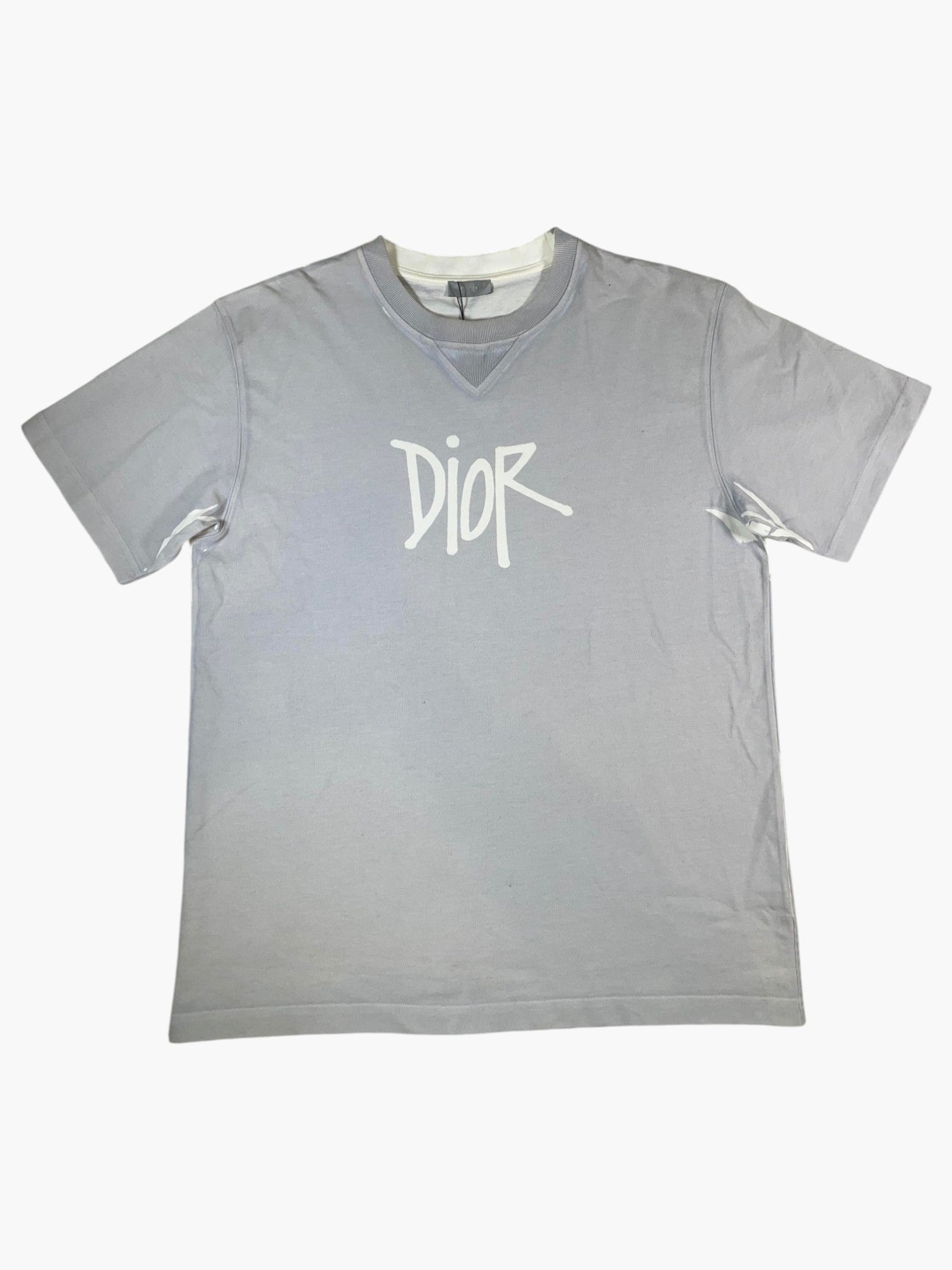 Dior Shawn Stussy Grey & White Tee