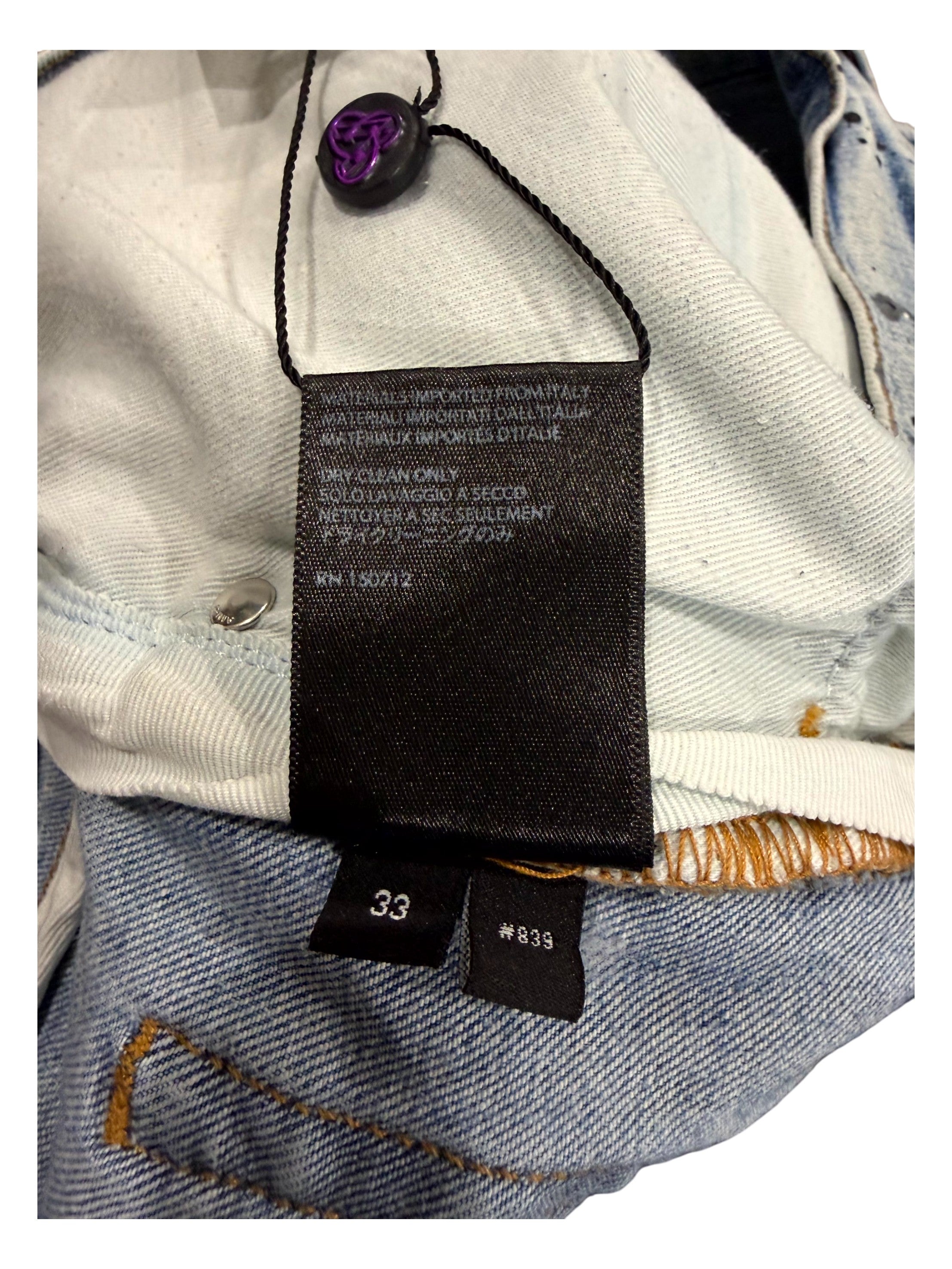 Amiri Denim Splatter Patch MX1 Light Wash Jeans