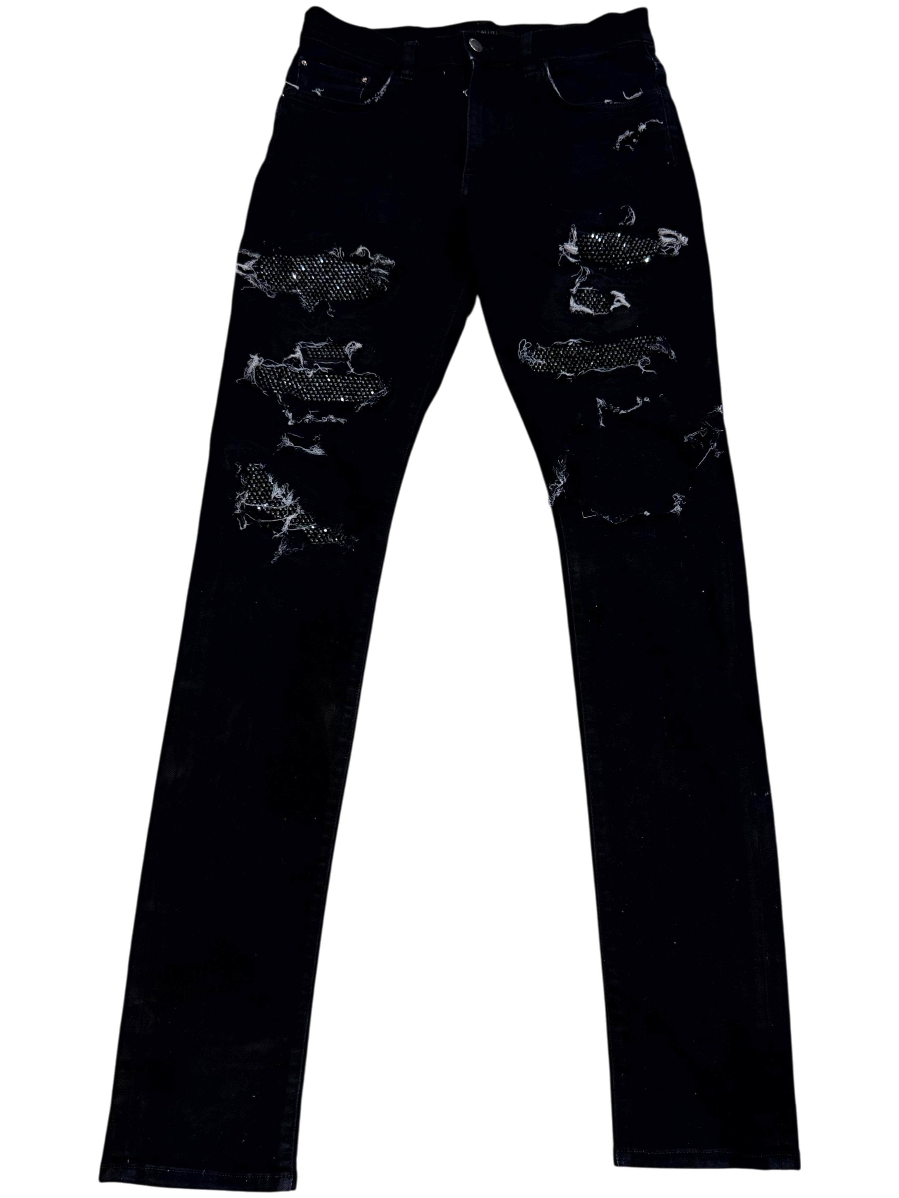 Amiri Swarovski Thrasher Black Jeans
