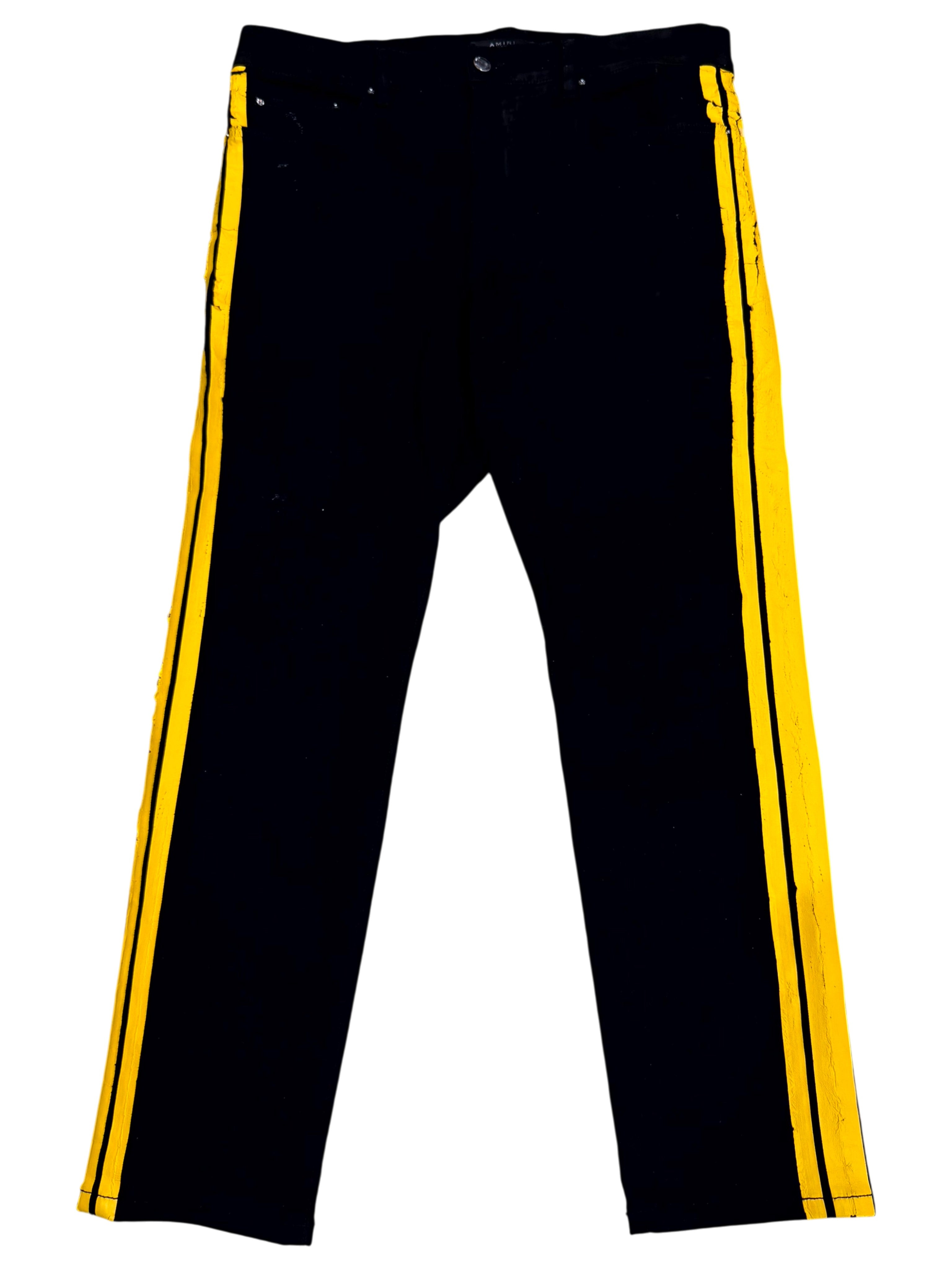 Amiri Stripe Black & Yellow Jeans