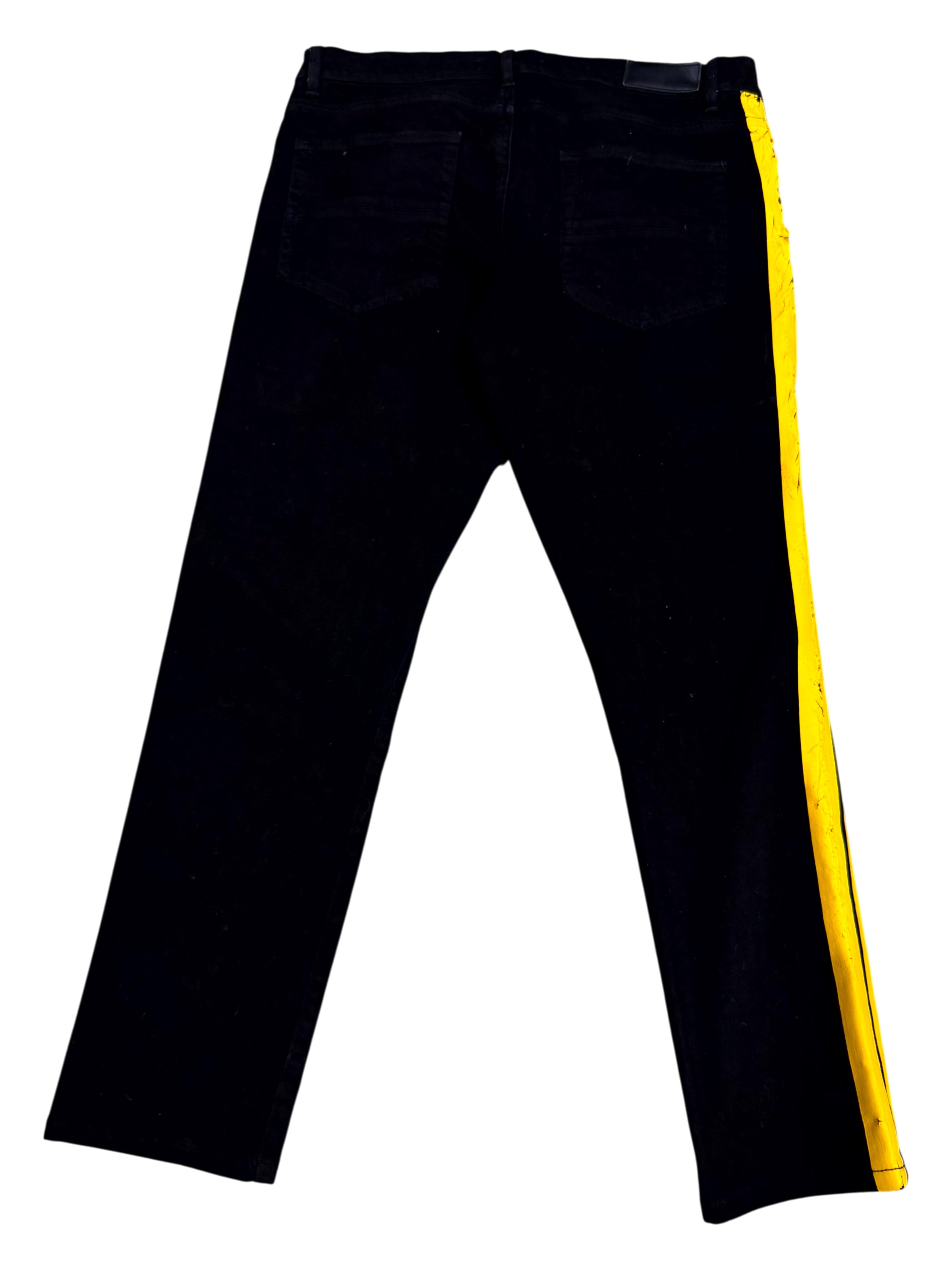 Amiri Stripe Black & Yellow Jeans