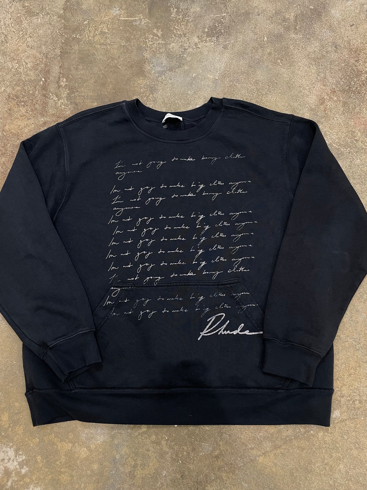 Rhude Script Crewneck Navy Used Medium