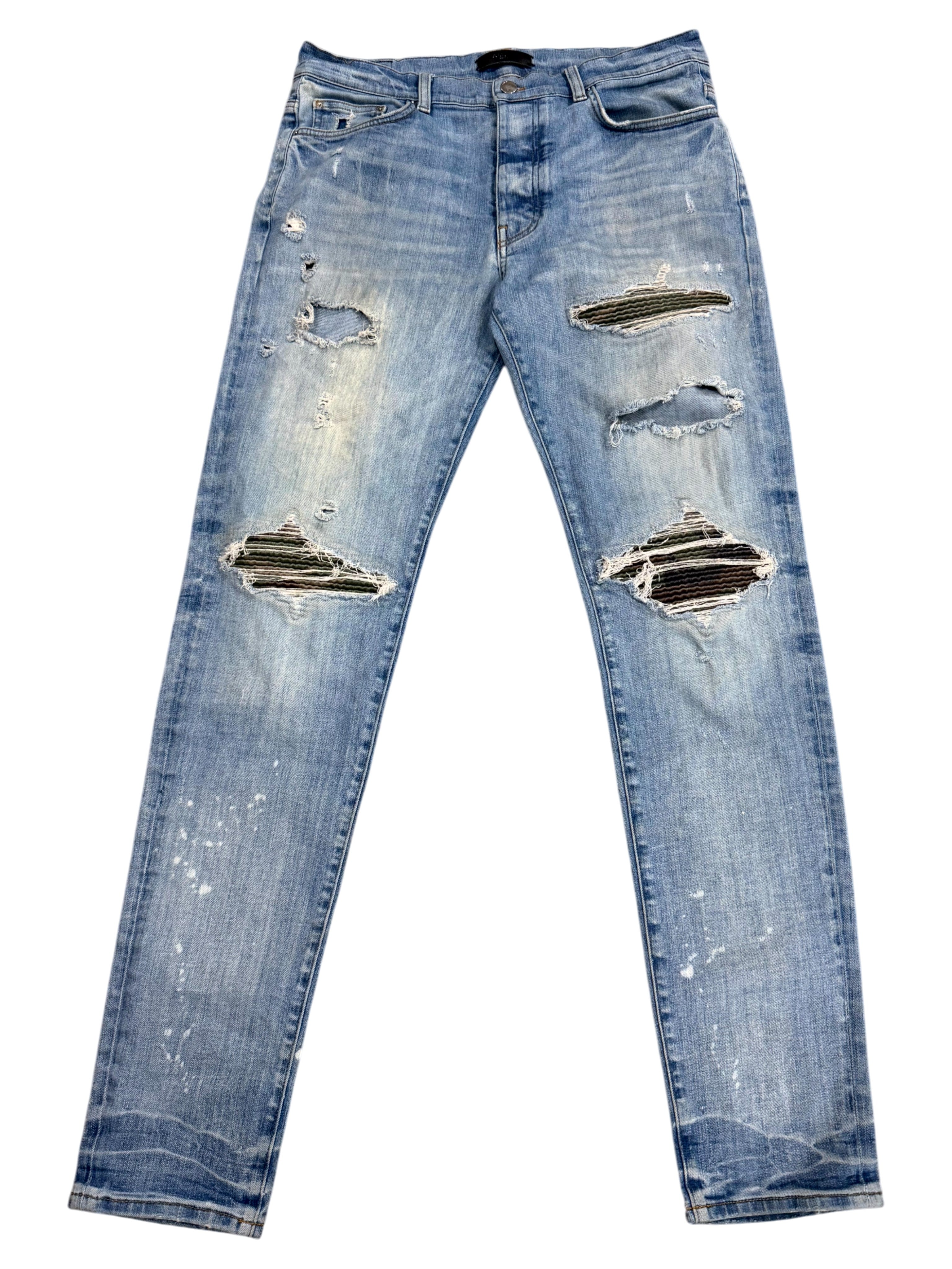 Amiri Mx1 Camo Patch Light Wash Jeans