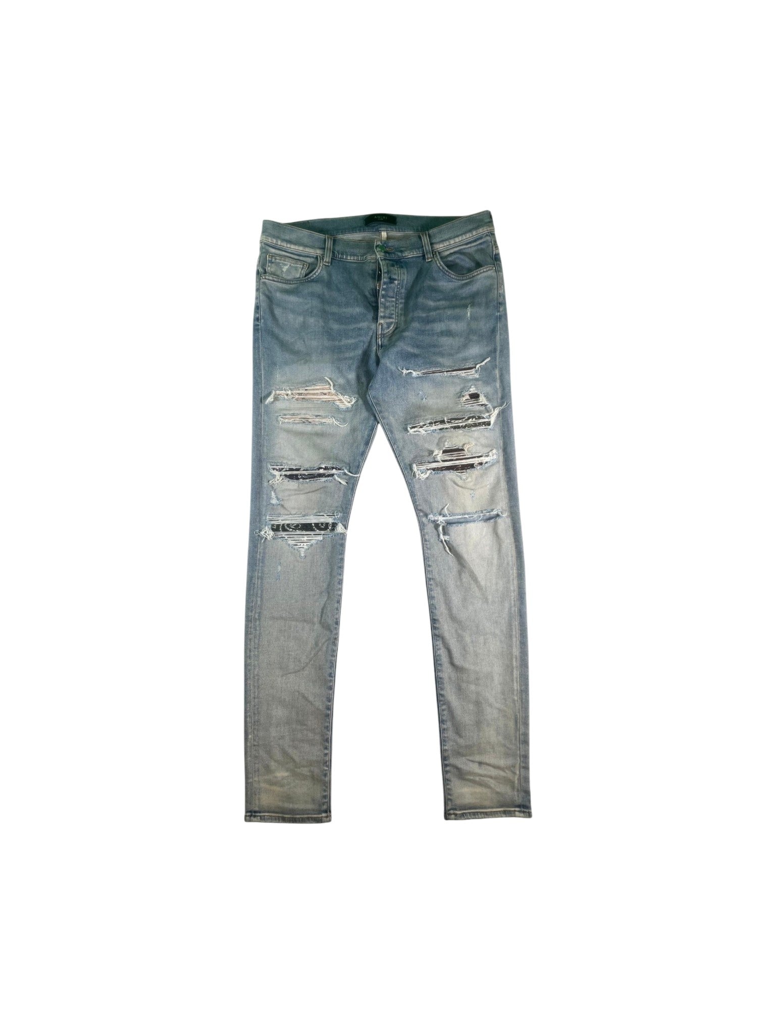 Amri Paisley Patch Light Wash, Brown & Olive Jeans