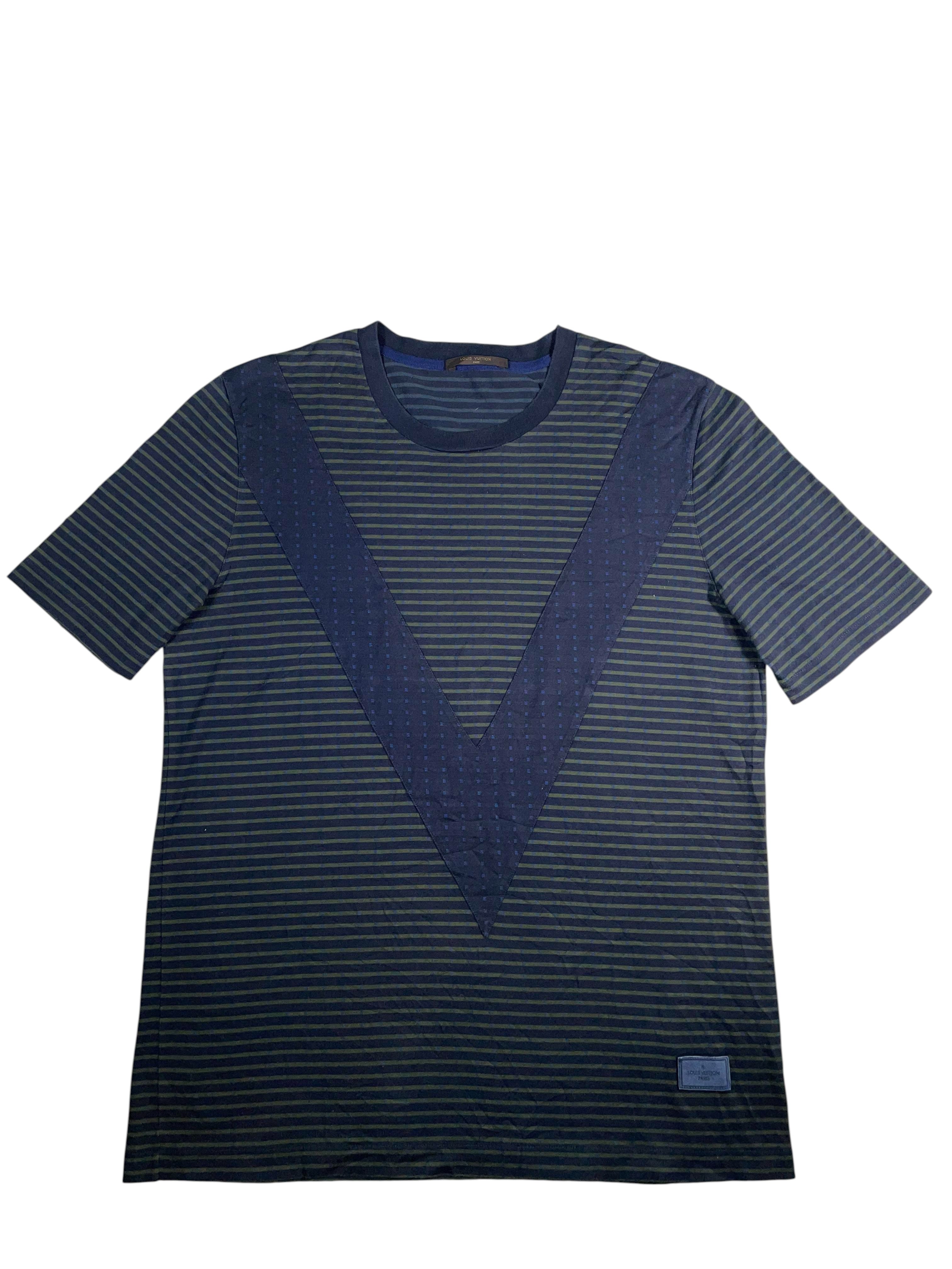 Louis Vuitton Striped V Green & Blue Tee