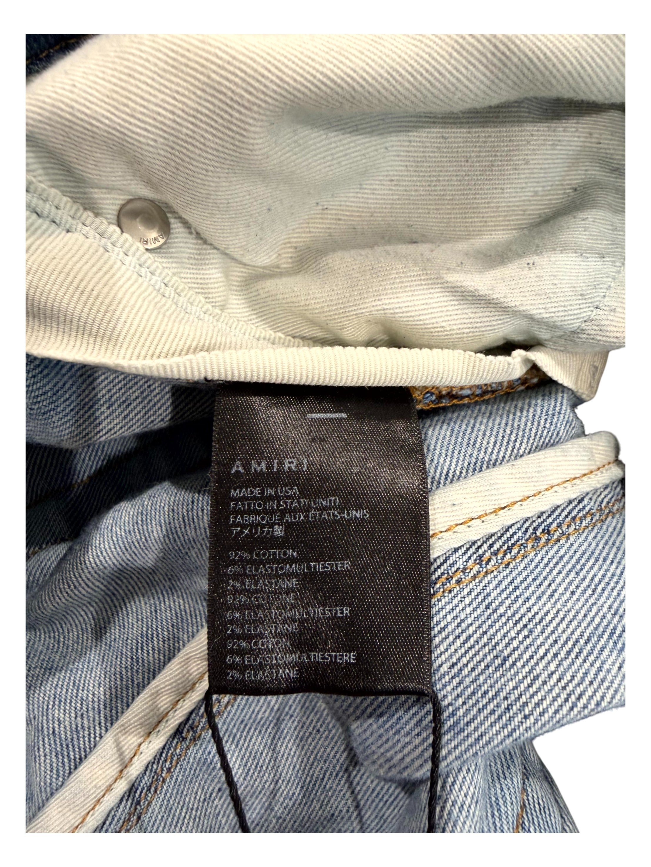 Amiri Mx1 Camo Patch Light Wash Jeans
