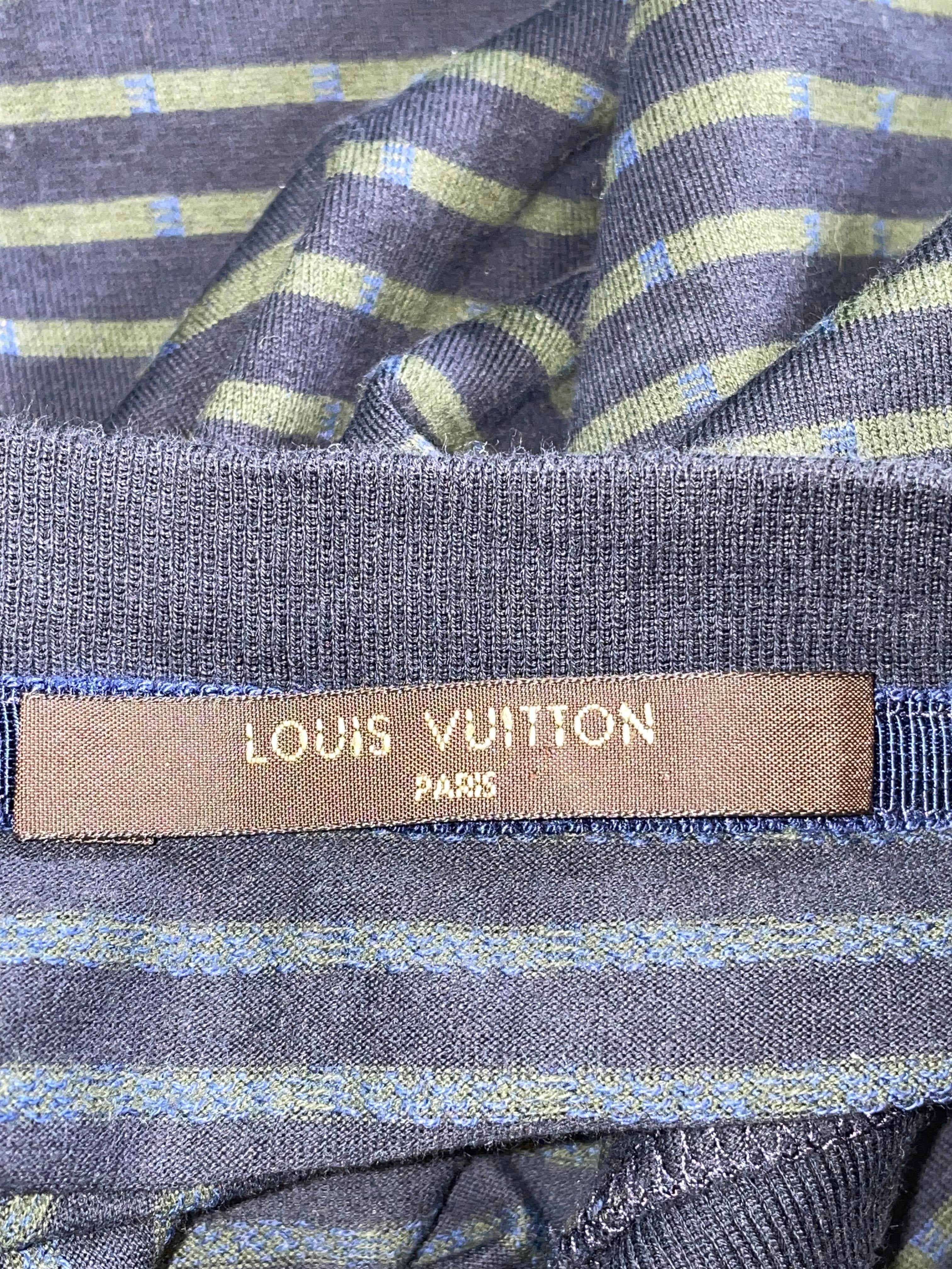 Louis Vuitton Striped V Green & Blue Tee