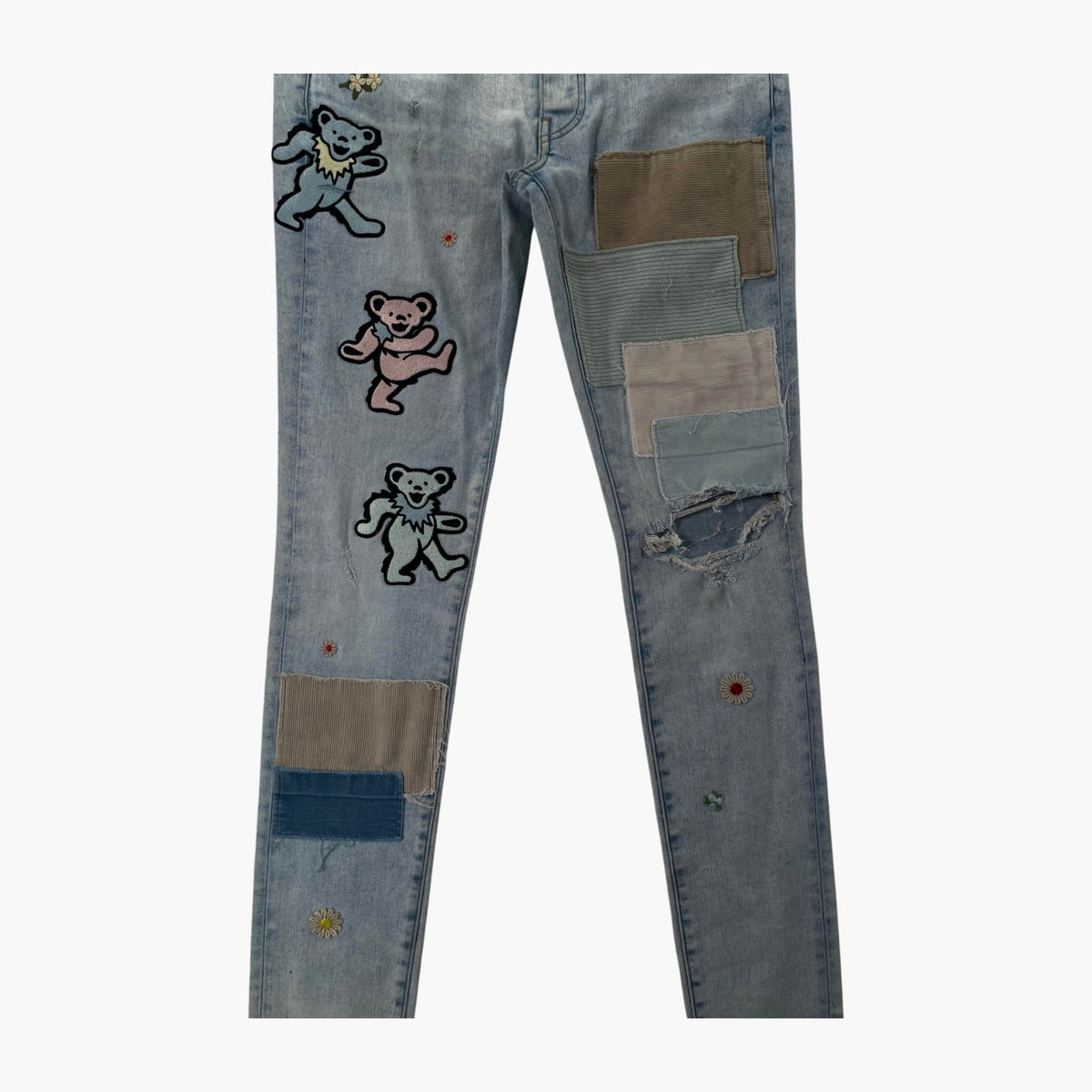 Amiri Grateful Dead Patchwork Light Wash Jeans