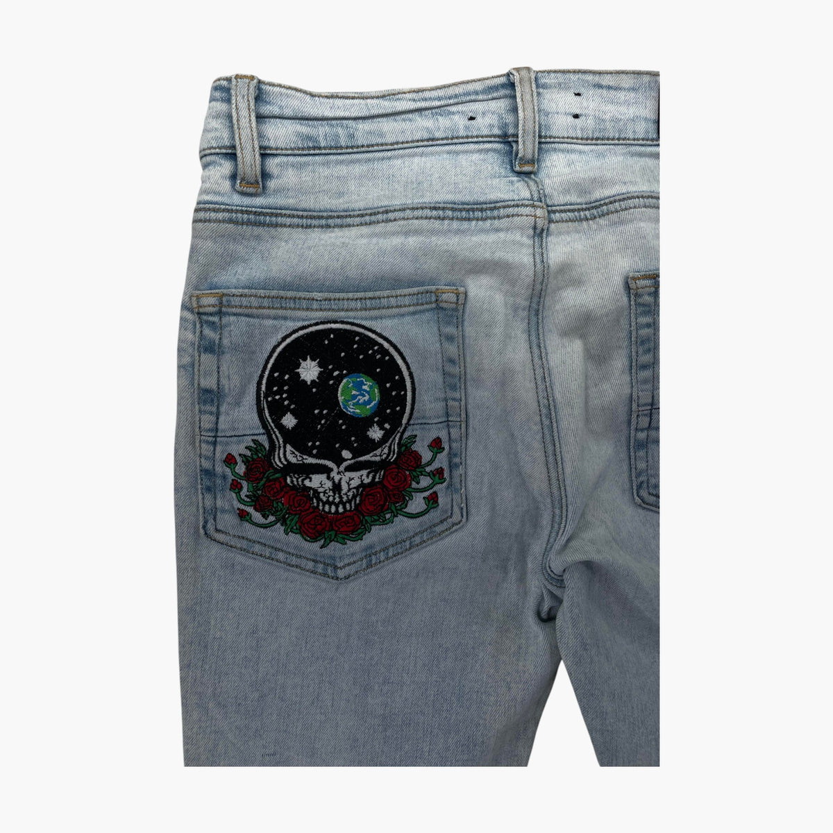 Amiri Grateful Dead Patchwork Light Wash Jeans