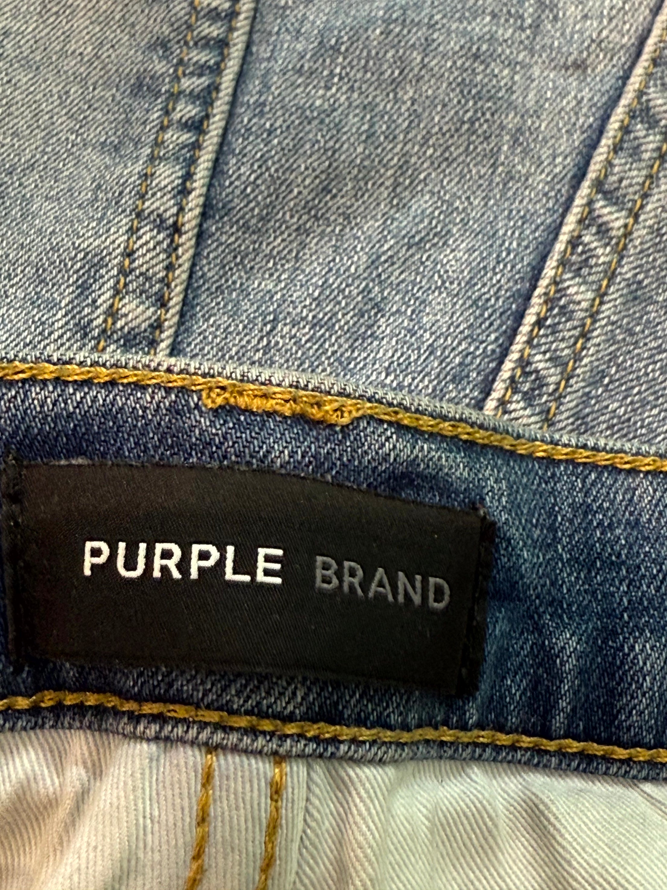 Purple Brand Red Stitch Light Wash Jeans