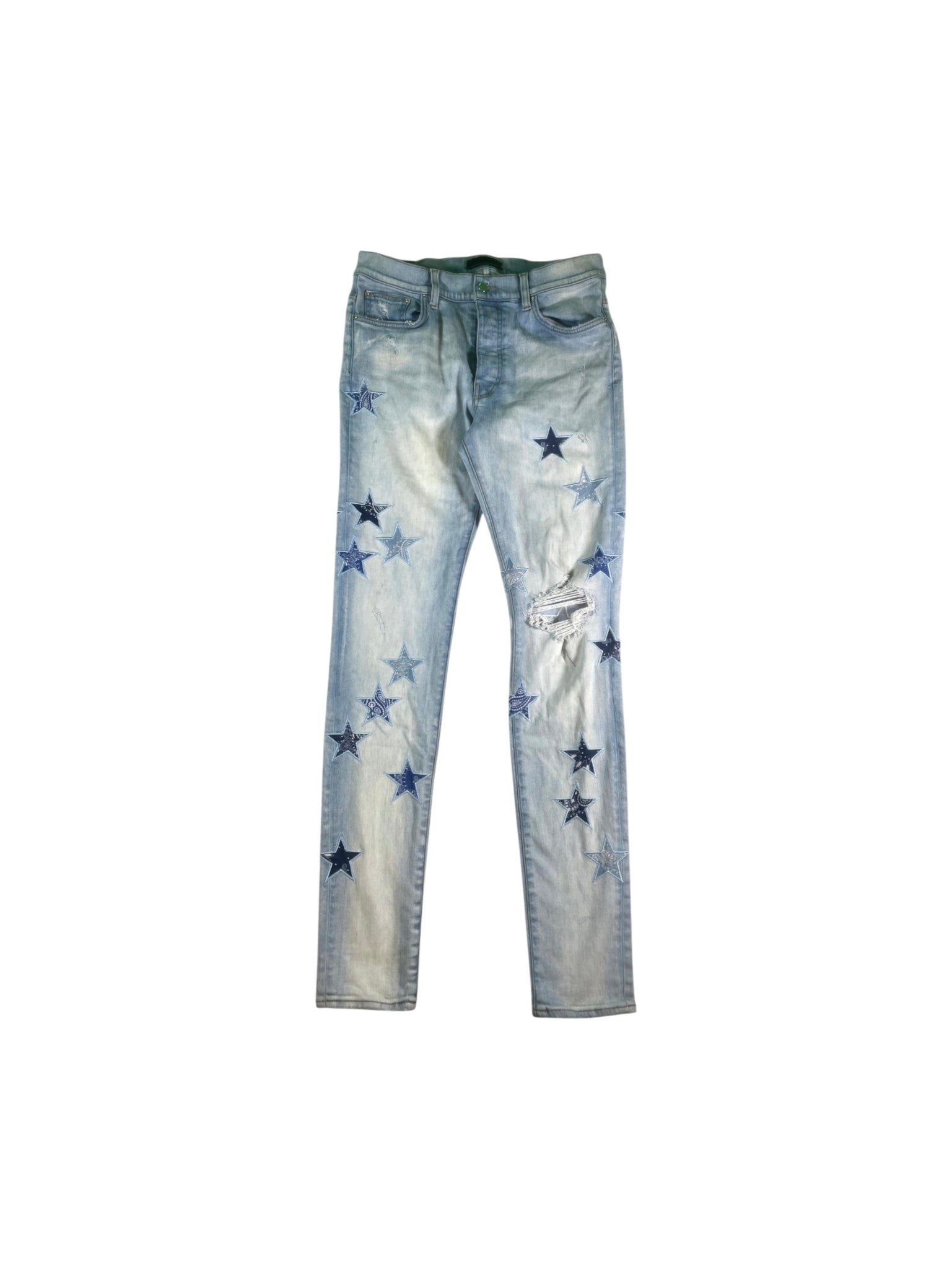 Amiri Paisley Stars Light Wash, Baby Blue Jeans