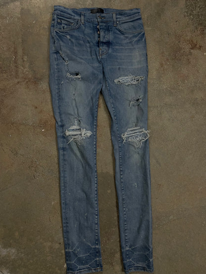 Amiri MX1 Light Wash Baby Blue Paisley Used 32