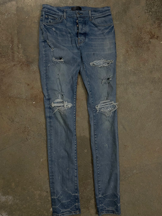 Amiri MX1 Light Wash Baby Blue Paisley Used 32