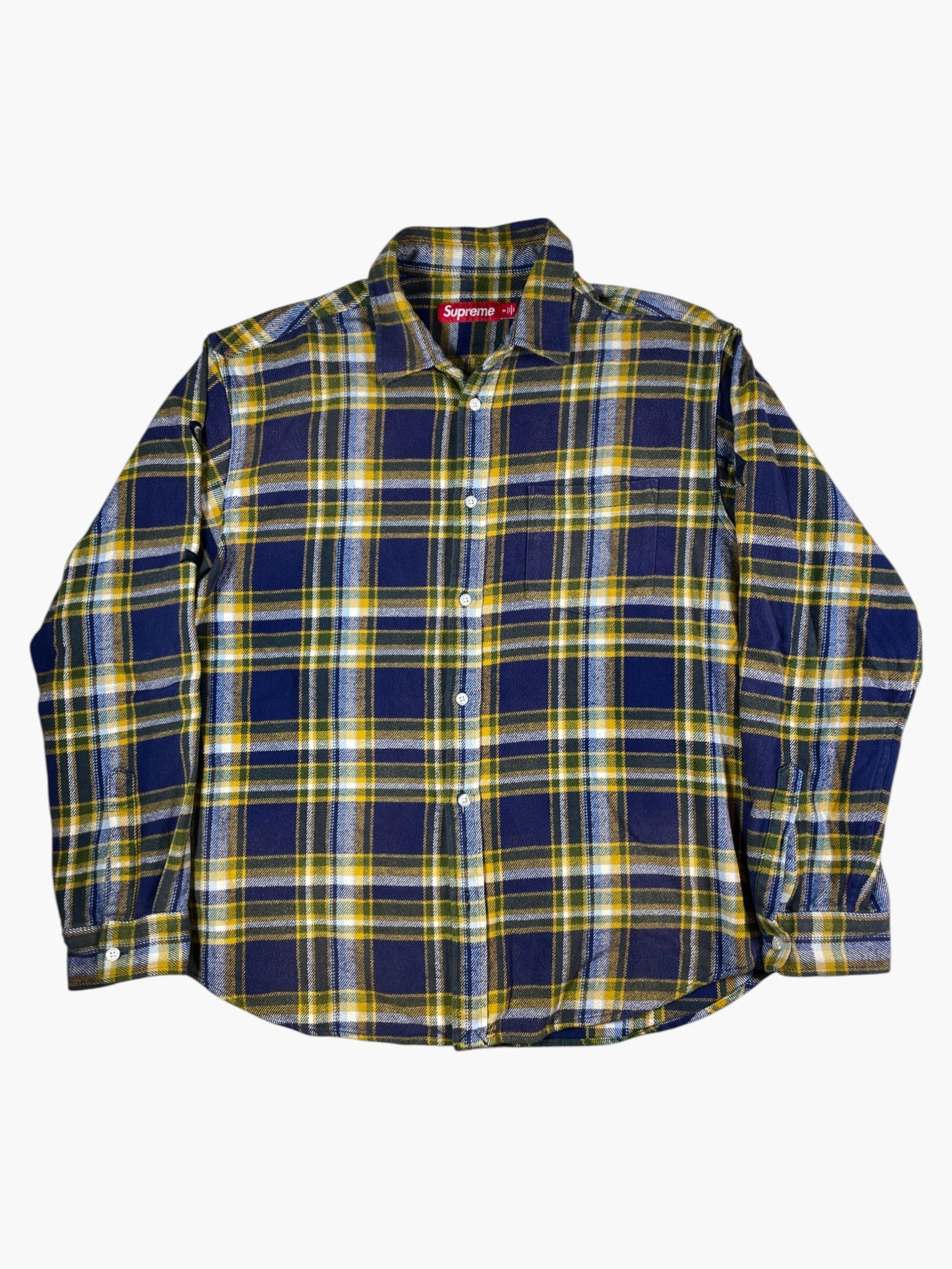Supreme Logo Blue & Yellow Flannel