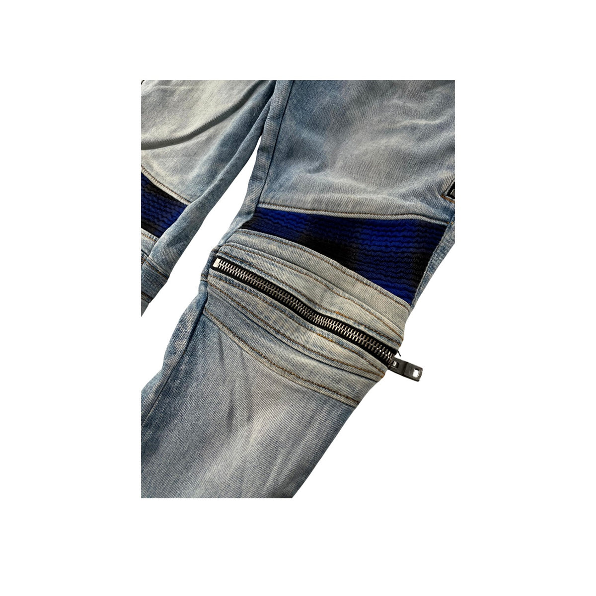 Amiri Plaid Patch Light Wash, Blue & Black Jeans