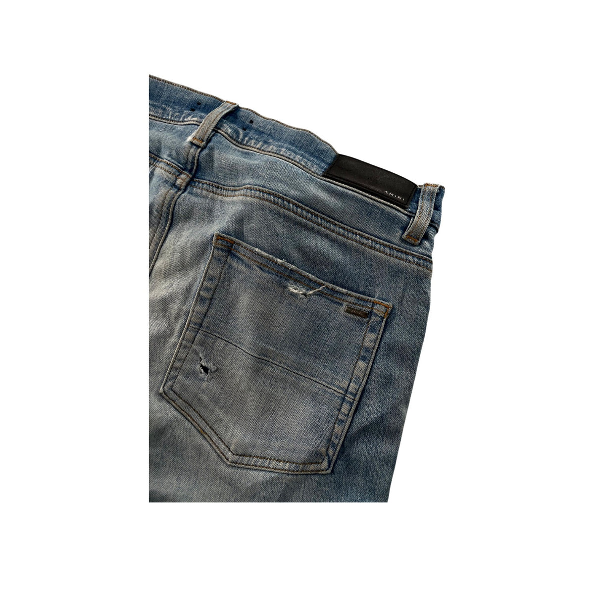 Amiri Plaid Patch Light Wash, Blue & Black Jeans
