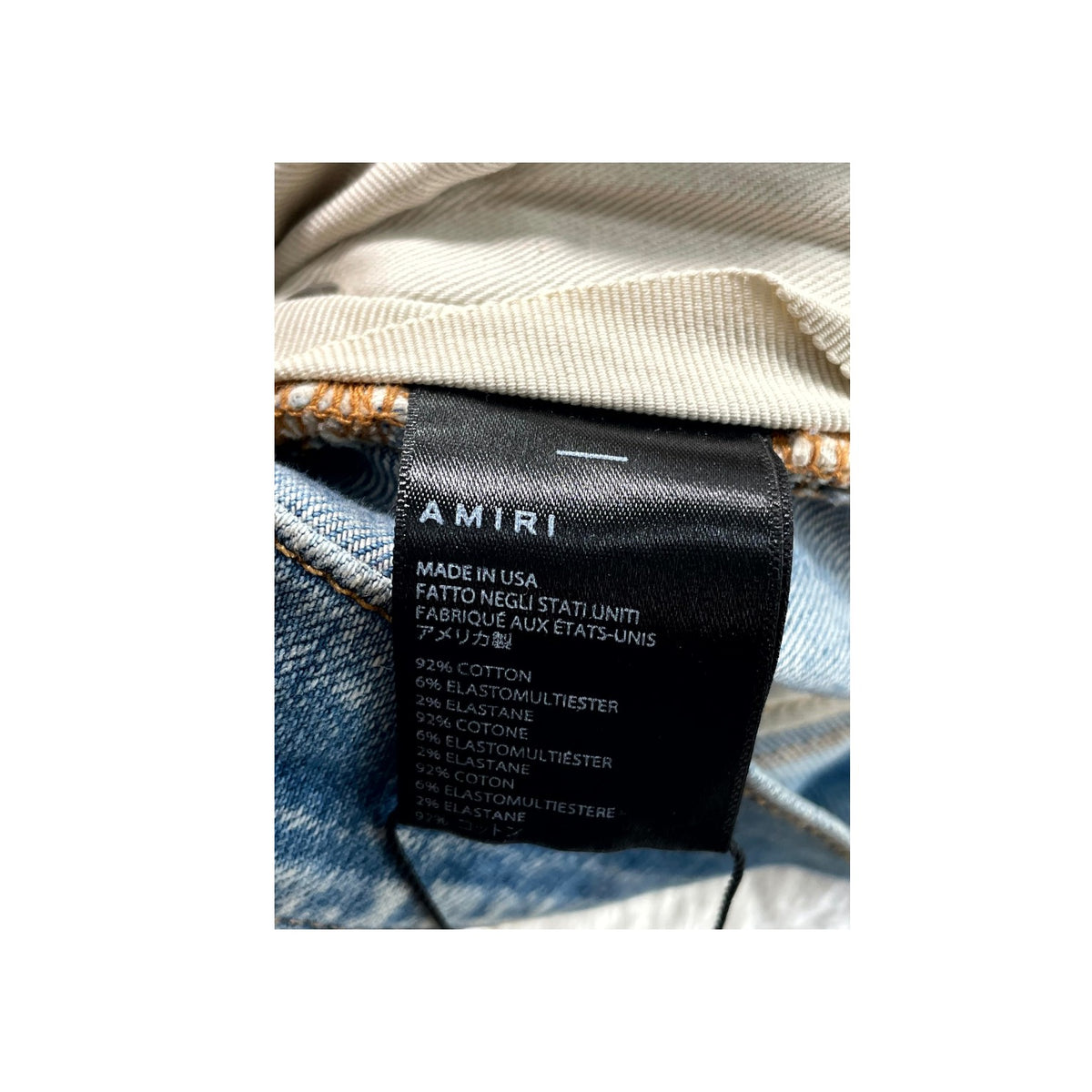 Amiri Plaid Patch Light Wash, Blue & Black Jeans