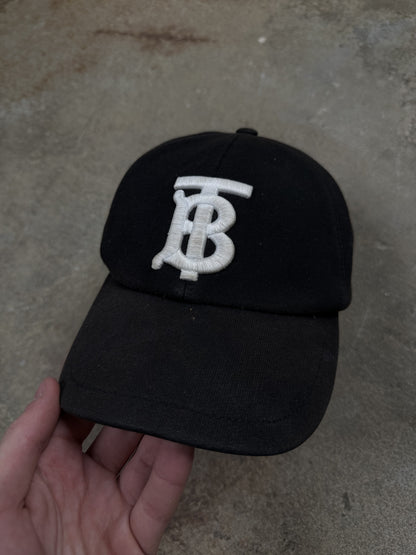 Burberry TB Logo Hat Black White Used Large