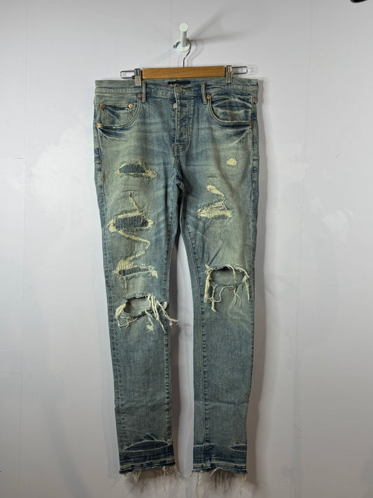 Purple Brand Light Wash Distressed Blue Jeans