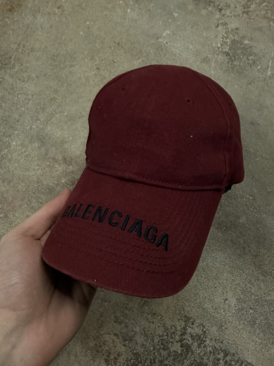 Balenciaga Dad Hat Maroon Black Used OS