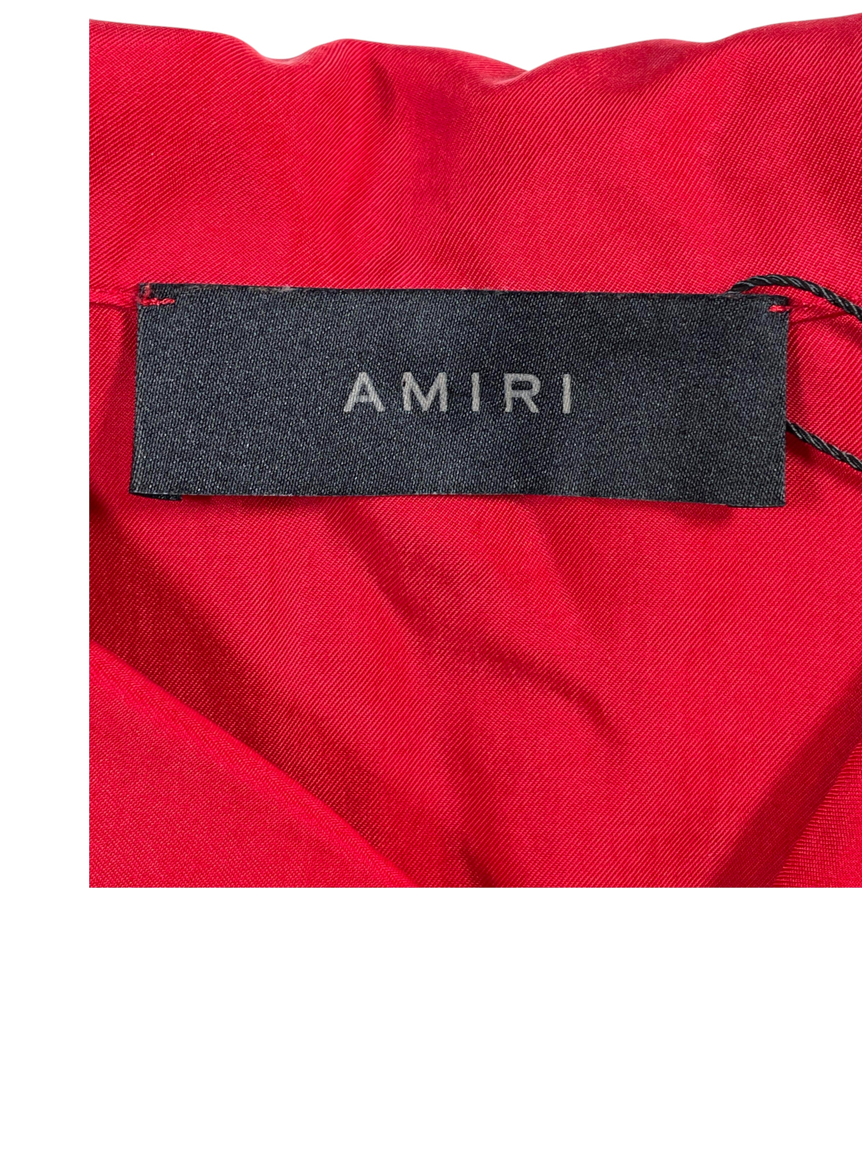 Amiri 'Lazy Boys Social Club' Red Silk Button Up