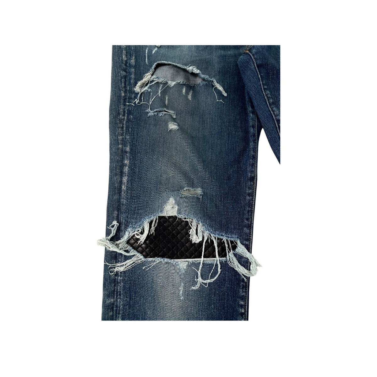 Amiri "MX1" Quilted Leather Patch Navy & Black Jeans