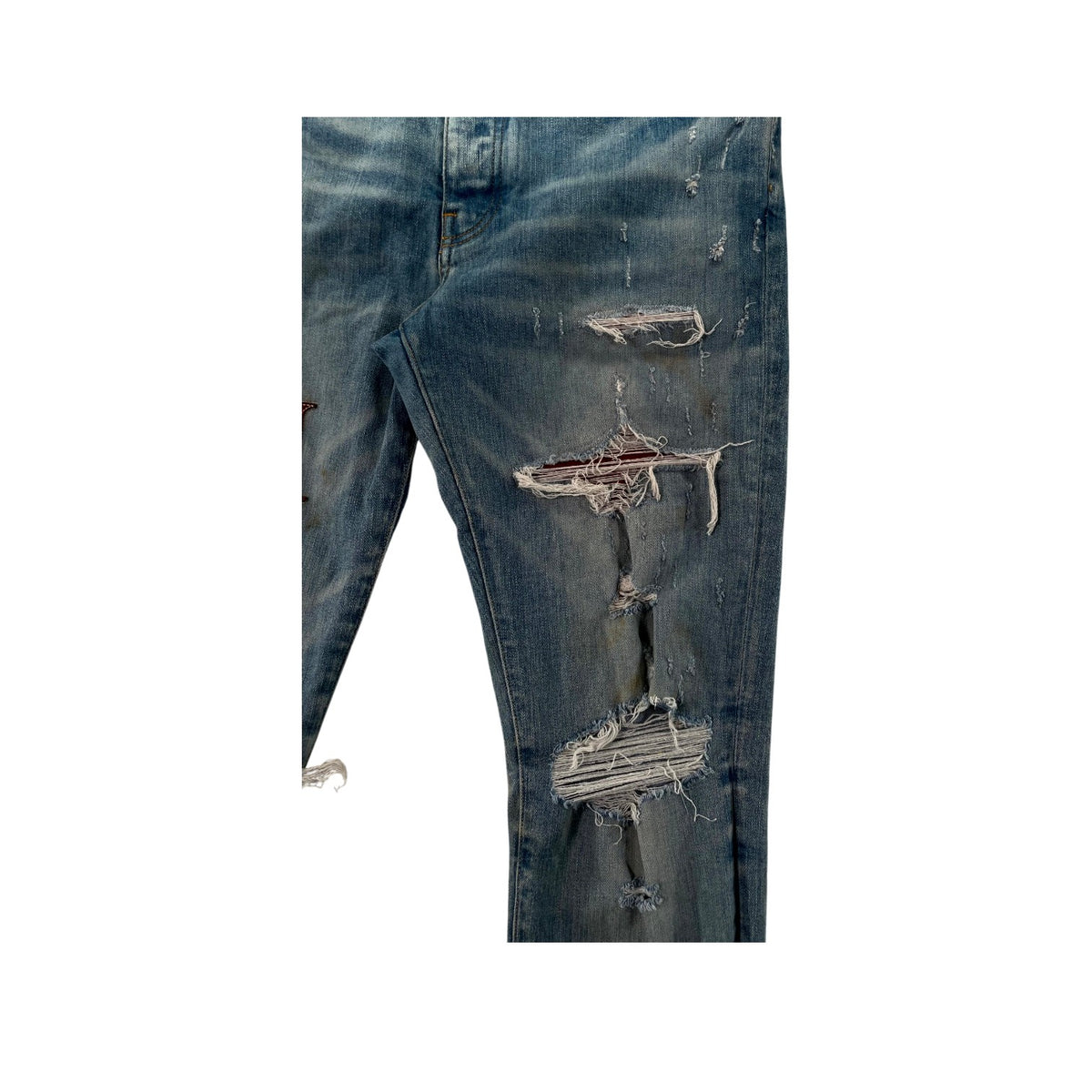 Amiri Side Logo Light Wash & Brown Jeans