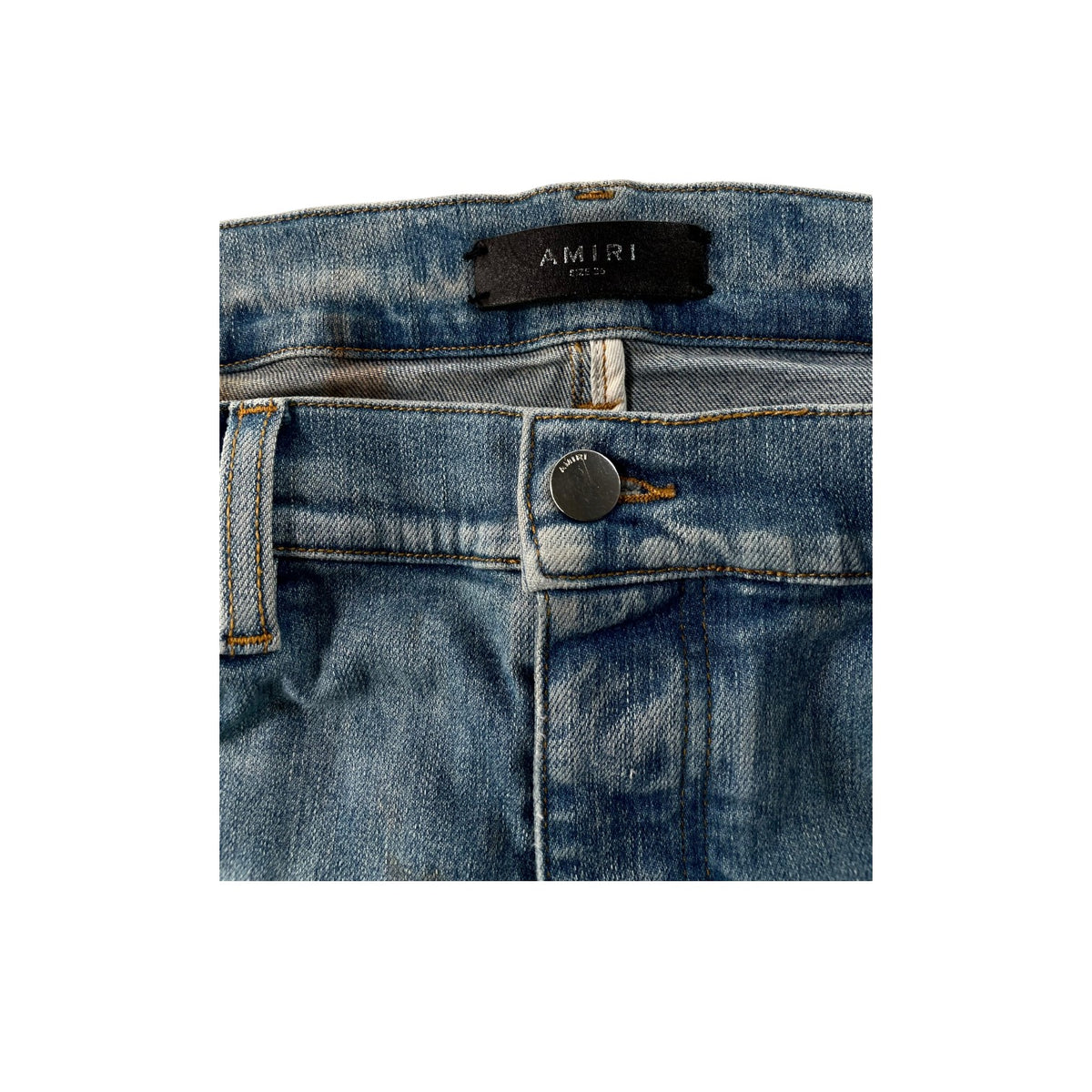 Amiri Side Logo Light Wash & Brown Jeans
