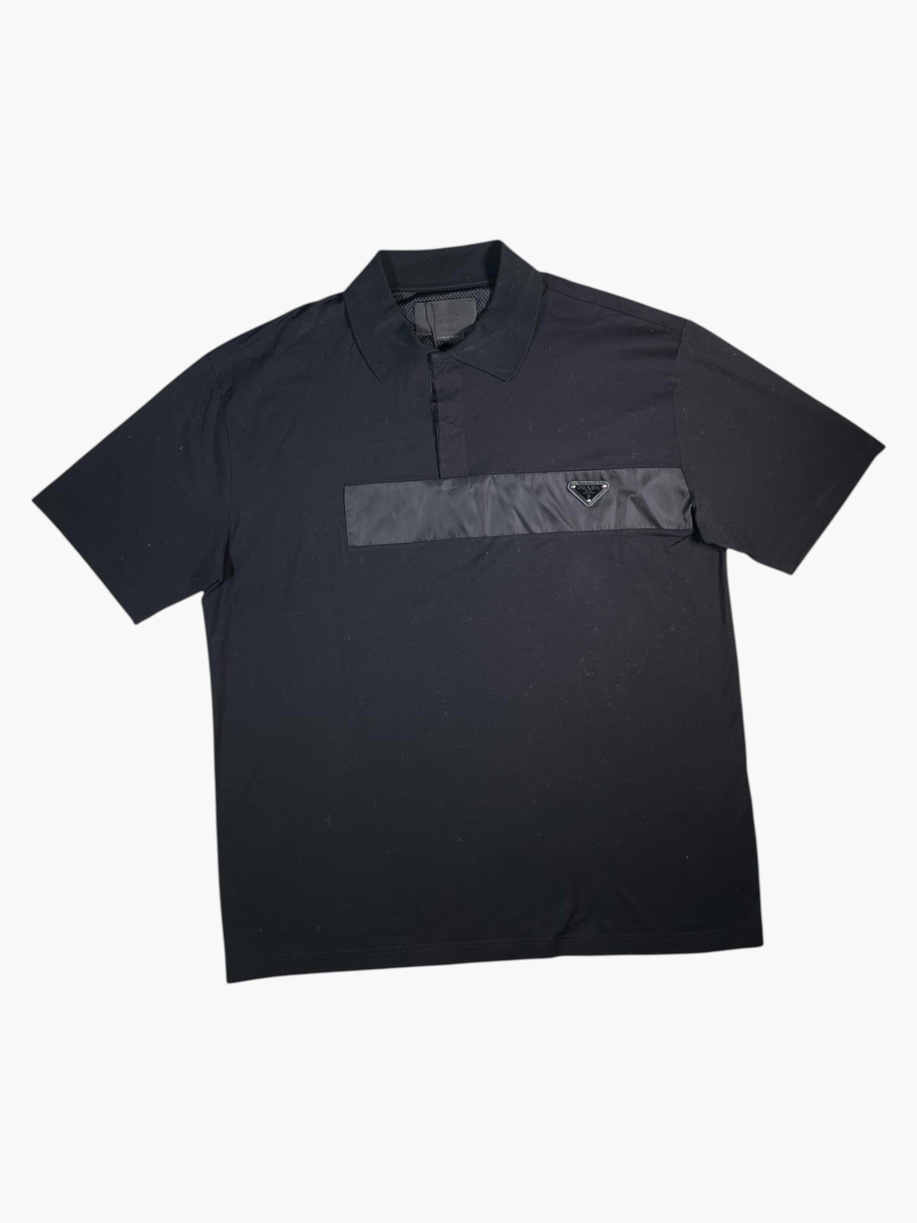 Prada Nylon Plaque Black Polo