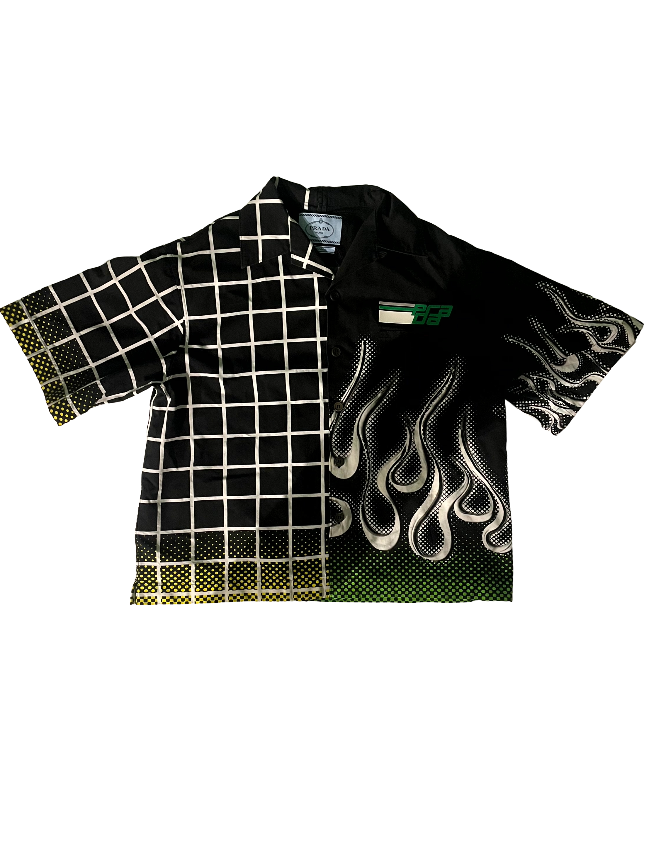 Prada Double Match Flame Button Black Tee