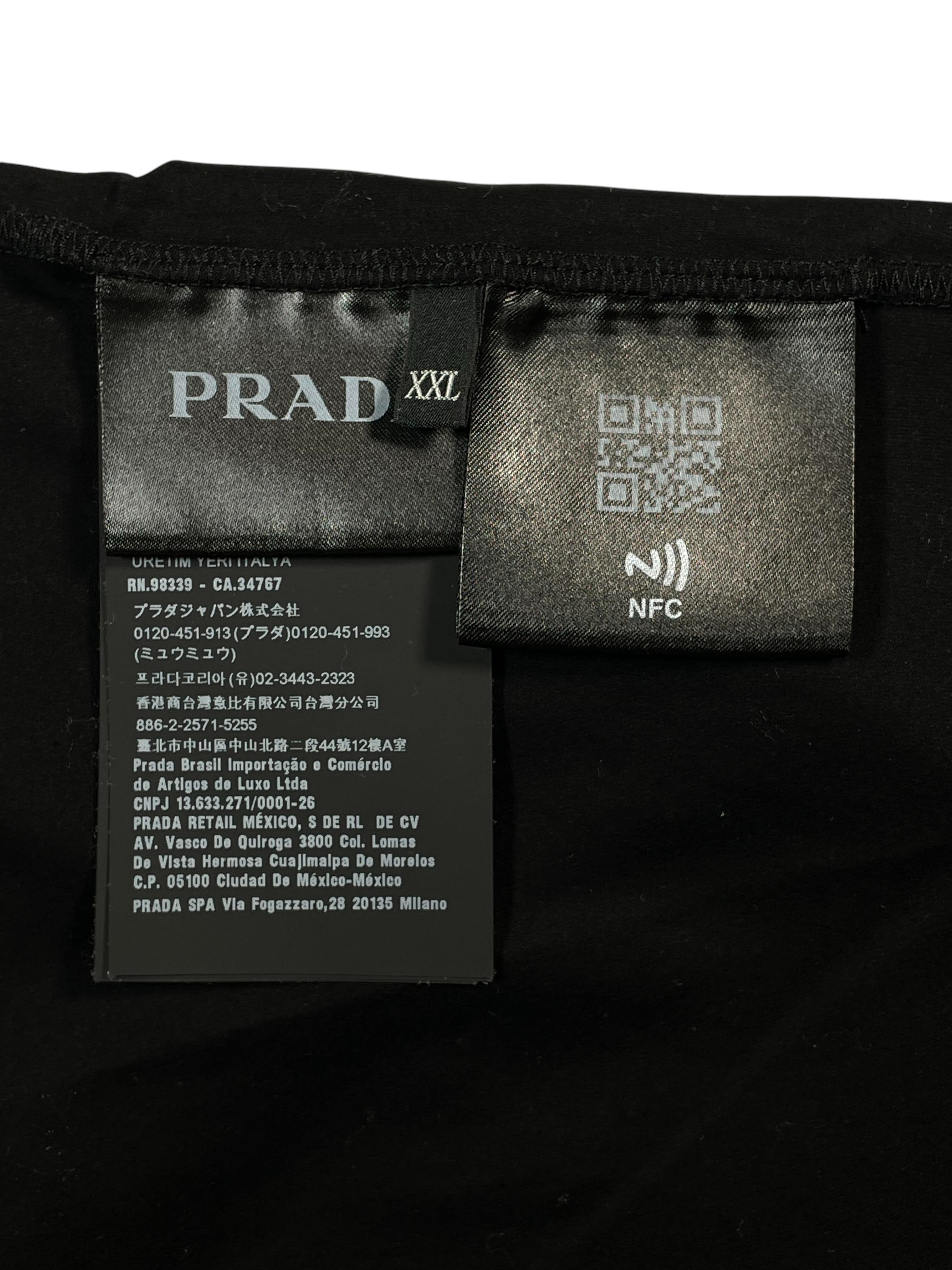 Prada Nylon Plaque Black Polo