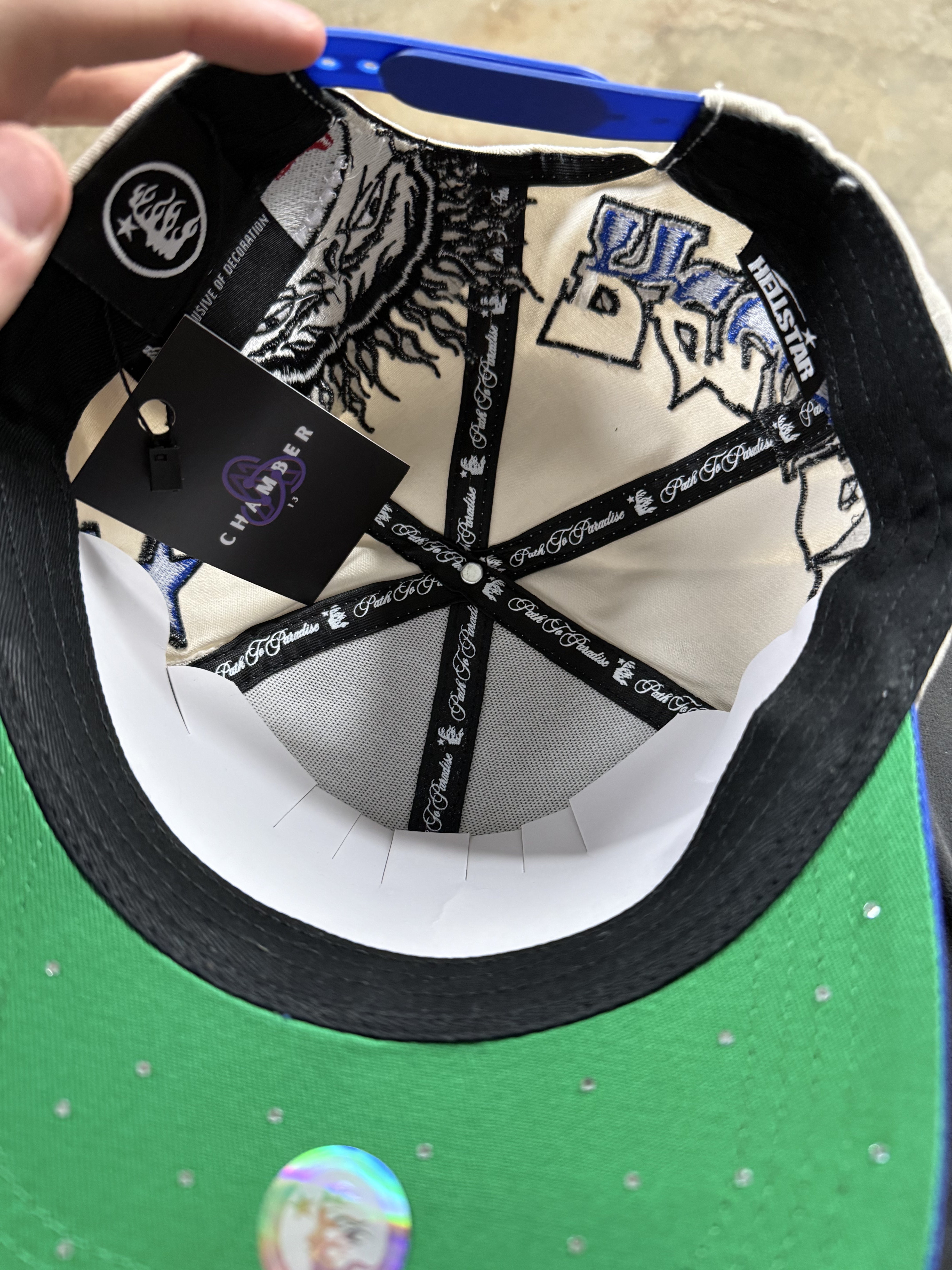 Hellstar Graffiti Snapback Blue Cream New OSFM