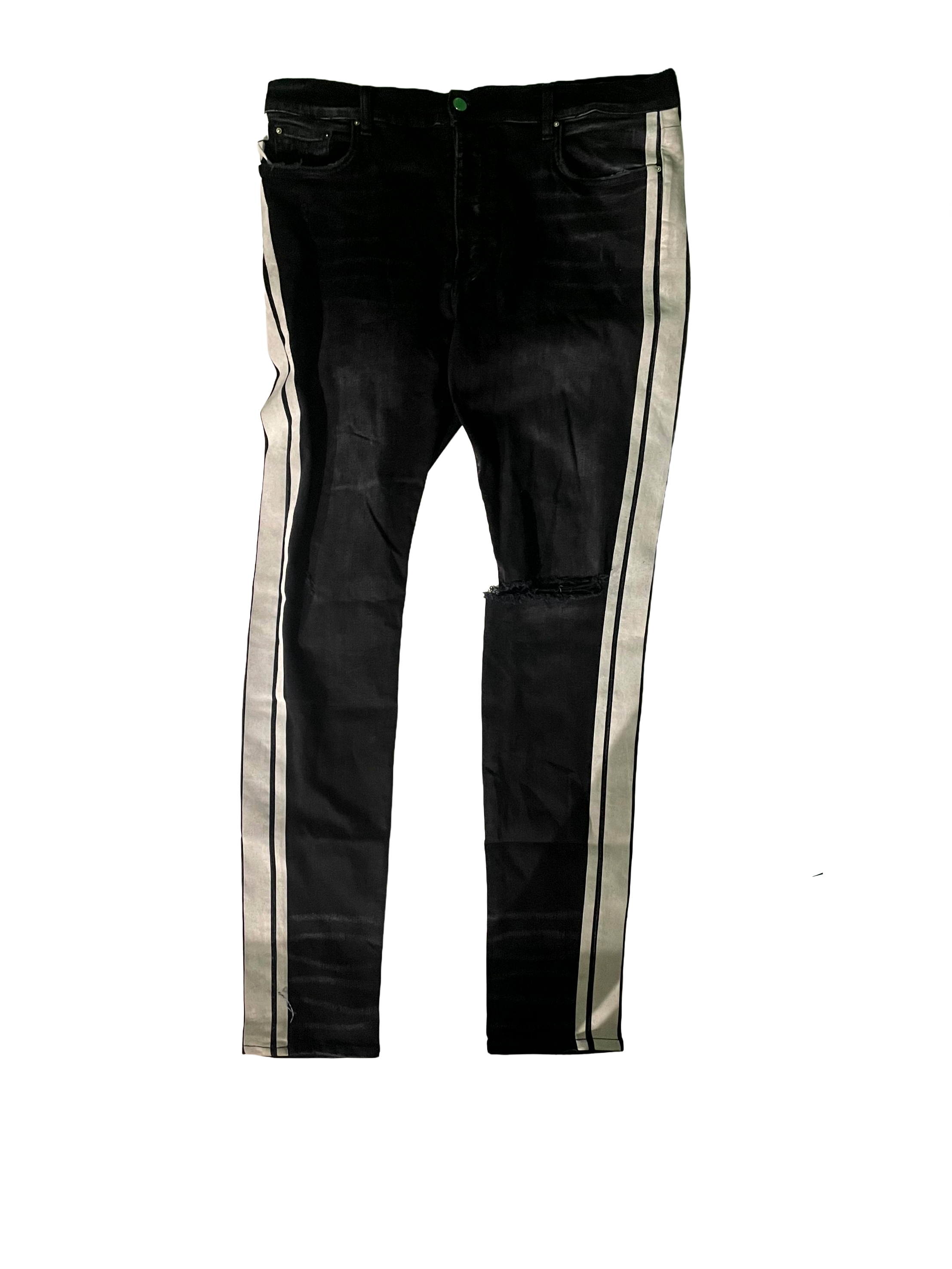 Amiri Black Wash & White Stripe Jeans