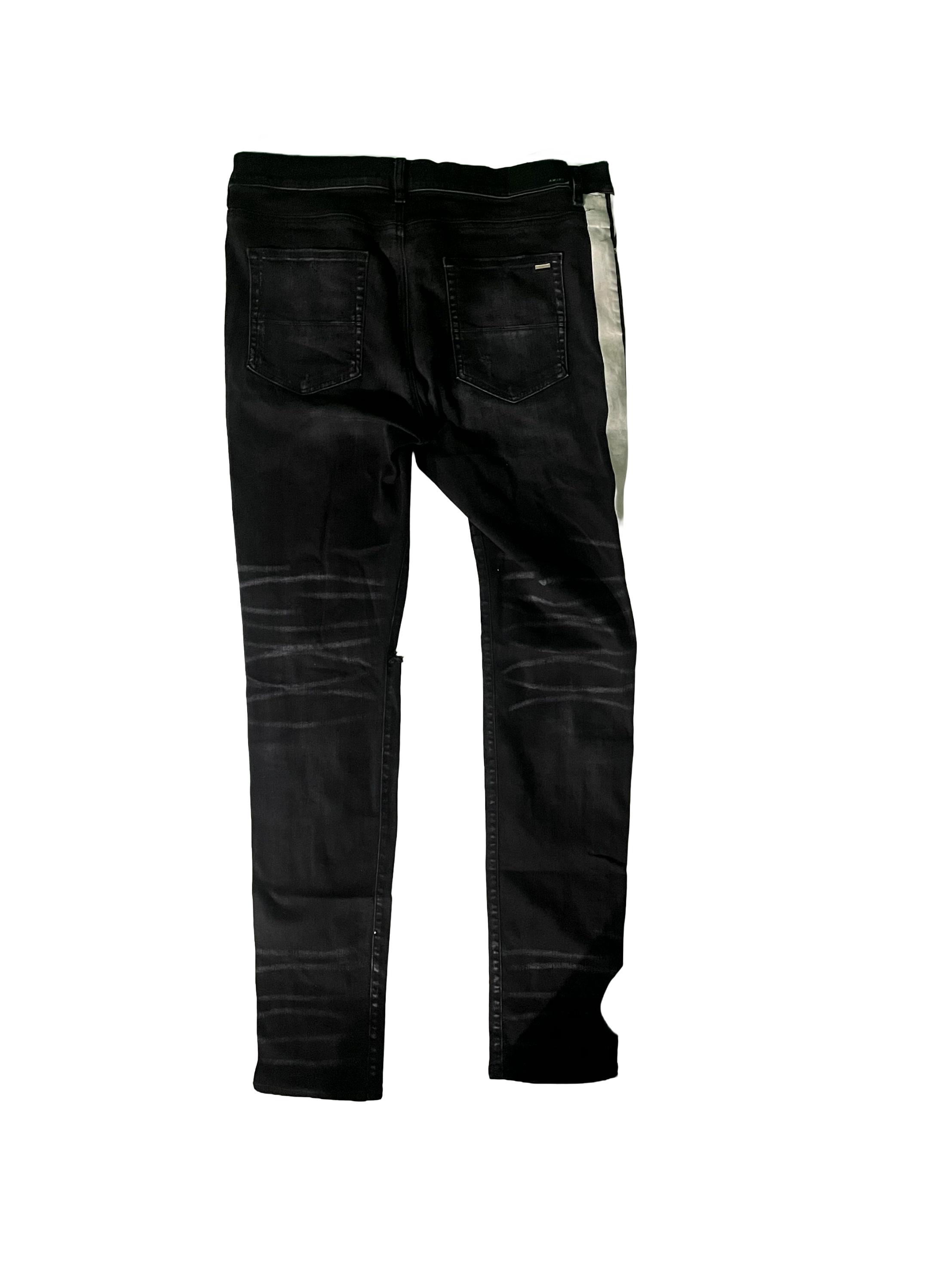 Amiri Black Wash & White Stripe Jeans