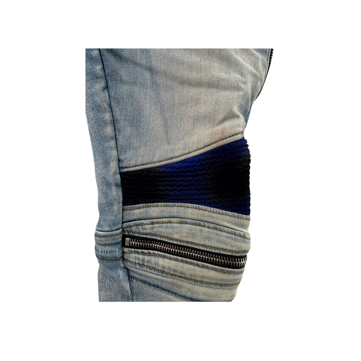 Amiri "MX2" Plaid Patch Light Wash, Black & Blue Jeans